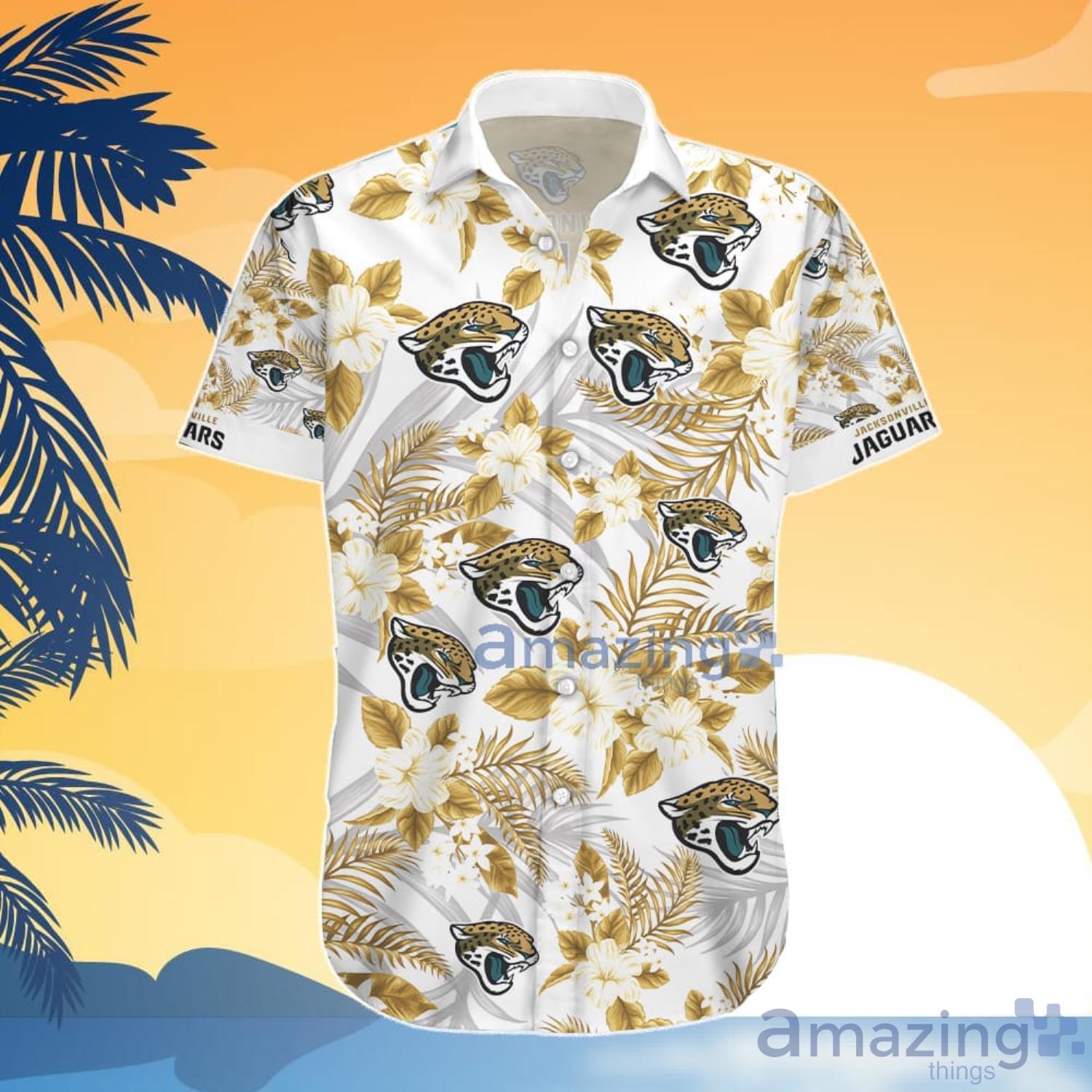 Jacksonville Jaguars Yellow Flower Hawaiian Shirt And Shorts Gift For Summer image Jacksonville Jaguars Yellow Flower Hawaiian Shirt And Shorts Gift For Summer Product Photo 3