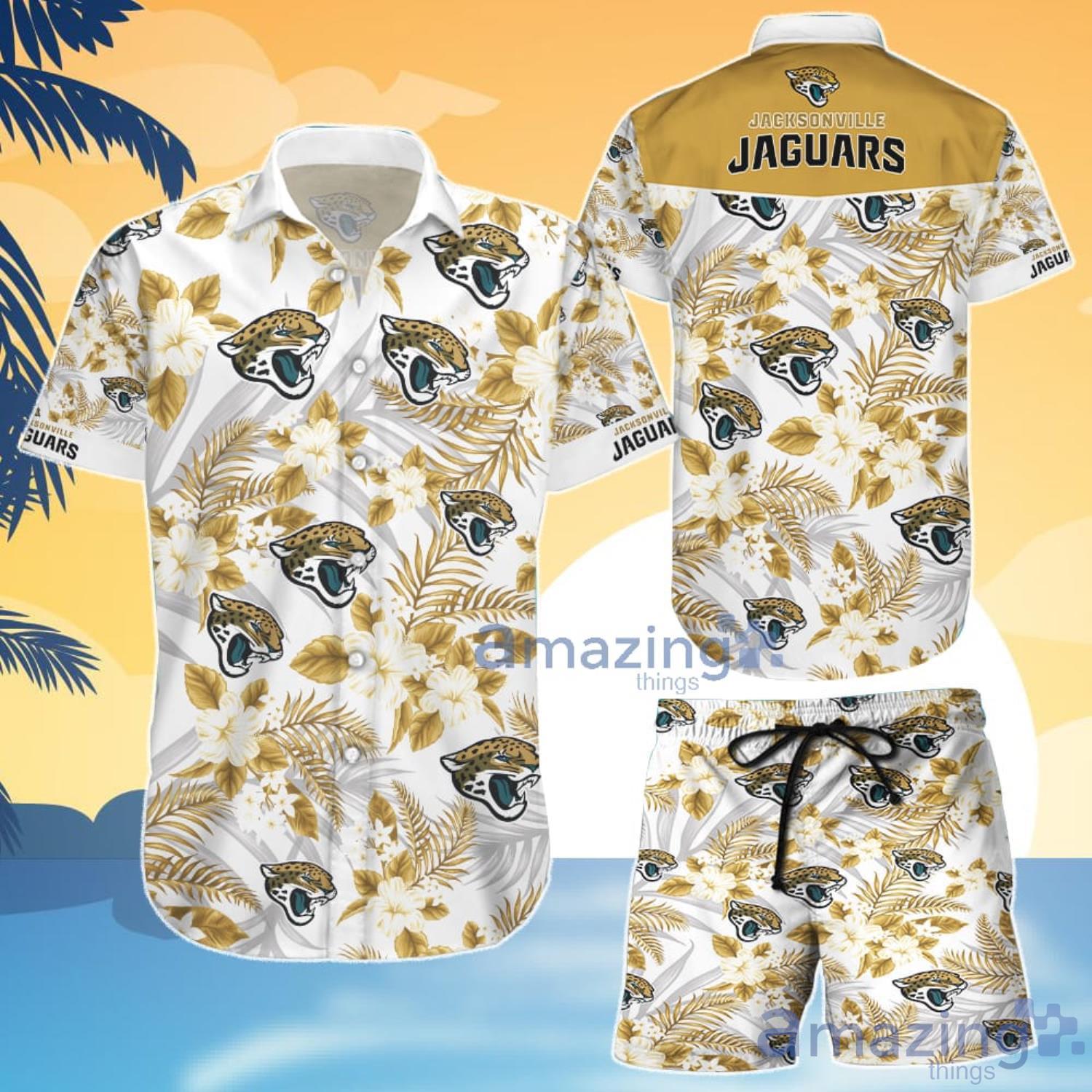 Jacksonville Jaguars Yellow Flower Hawaiian Shirt And Shorts Gift For Summer Product Photo 1 Jacksonville Jaguars Yellow Flower Hawaiian Shirt And Shorts Gift For Summer Product Photo 1