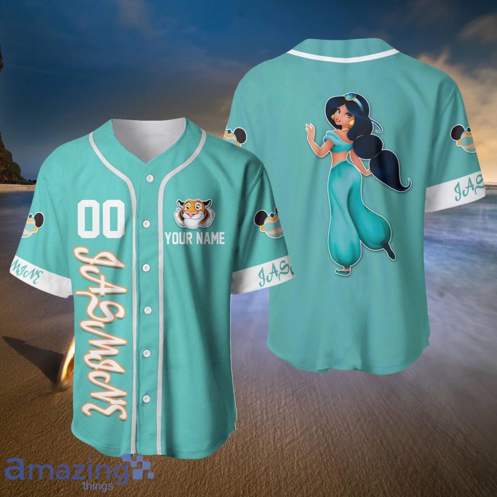 Jasmine Princess Rajah Tiger Mint White Disney Custom Baseball Jerseys  For Men And Women - Jasmine Princess Rajah Tiger Mint White Disney Custom Baseball Jerseys  For Men And Women