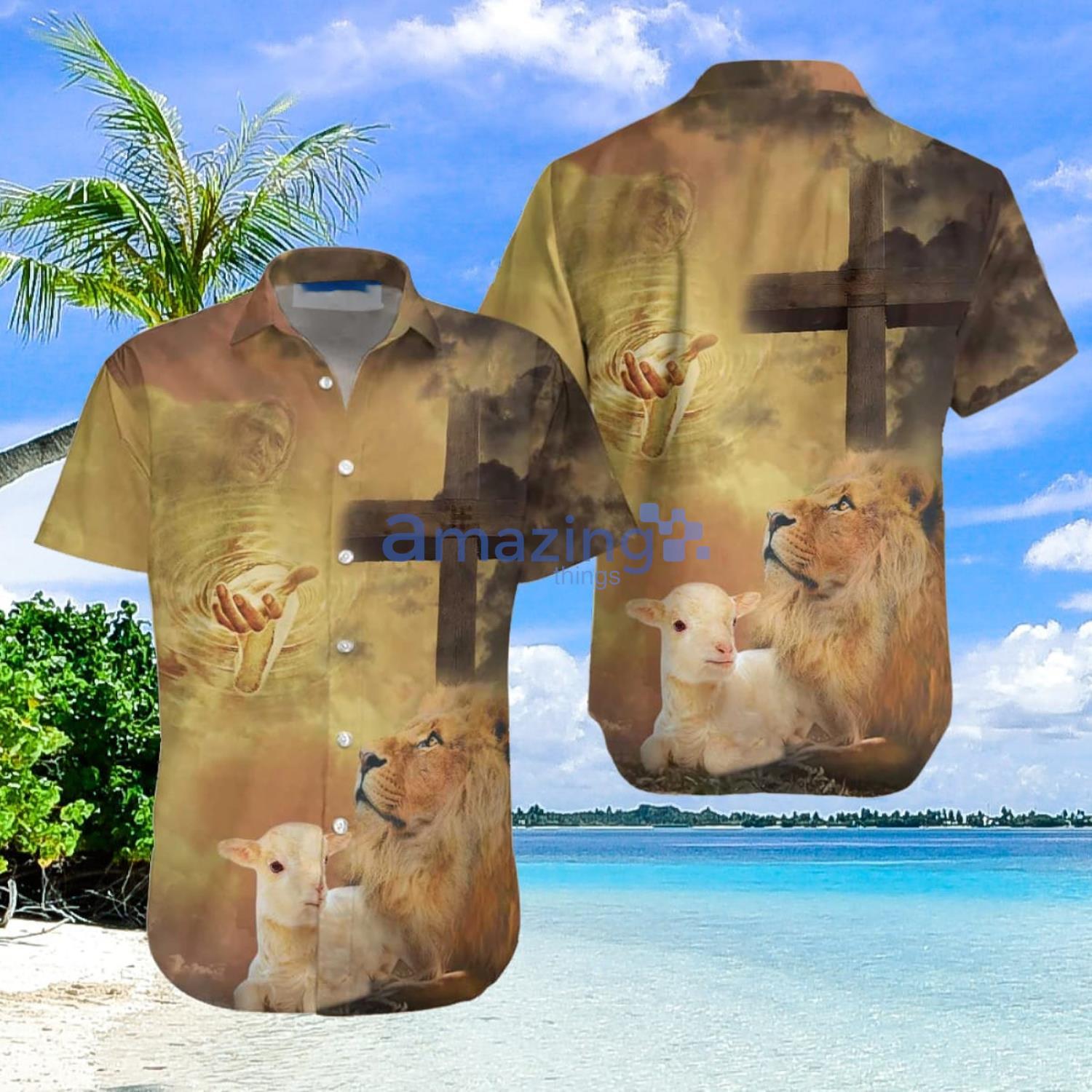 Jesus And Lion Aloha Gift For Summer Hawaiian Shirt Men And Women Product Photo 1