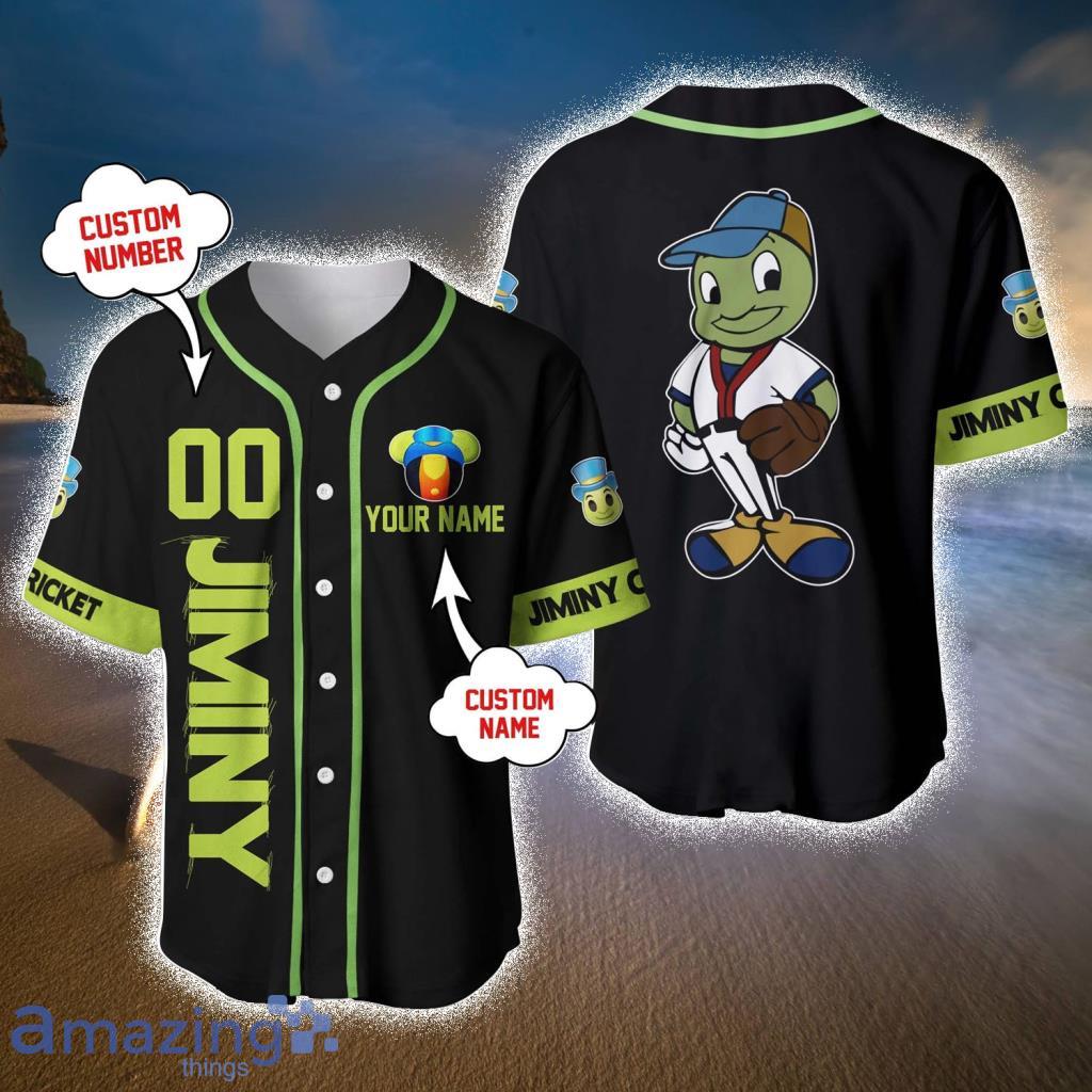 Jiminy Cricket Green Black Disney Custom Baseball Jerseys  For Men And Women - Jiminy Cricket Green Black Disney Custom Baseball Jerseys  For Men And Women