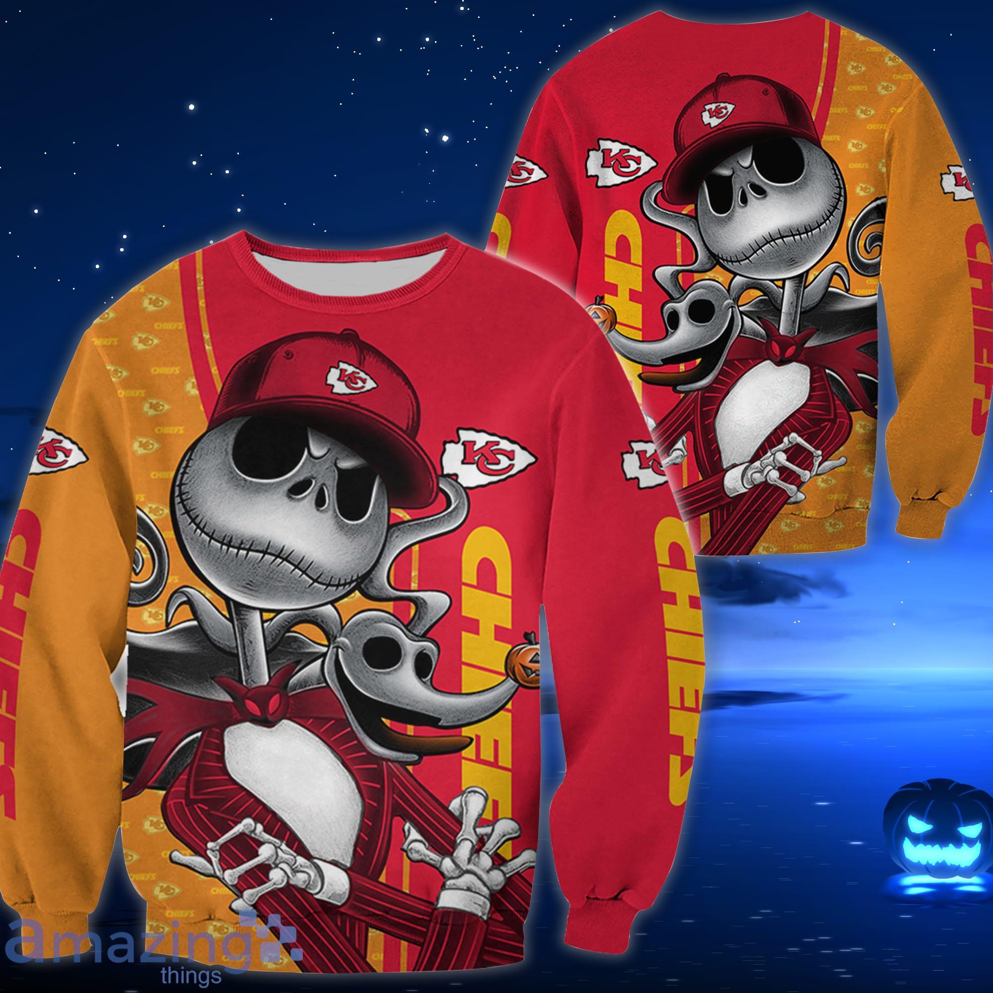 Kansas City Chief Jack Skellington All Over Printed 3D Shirt Halloween Gift For Fans