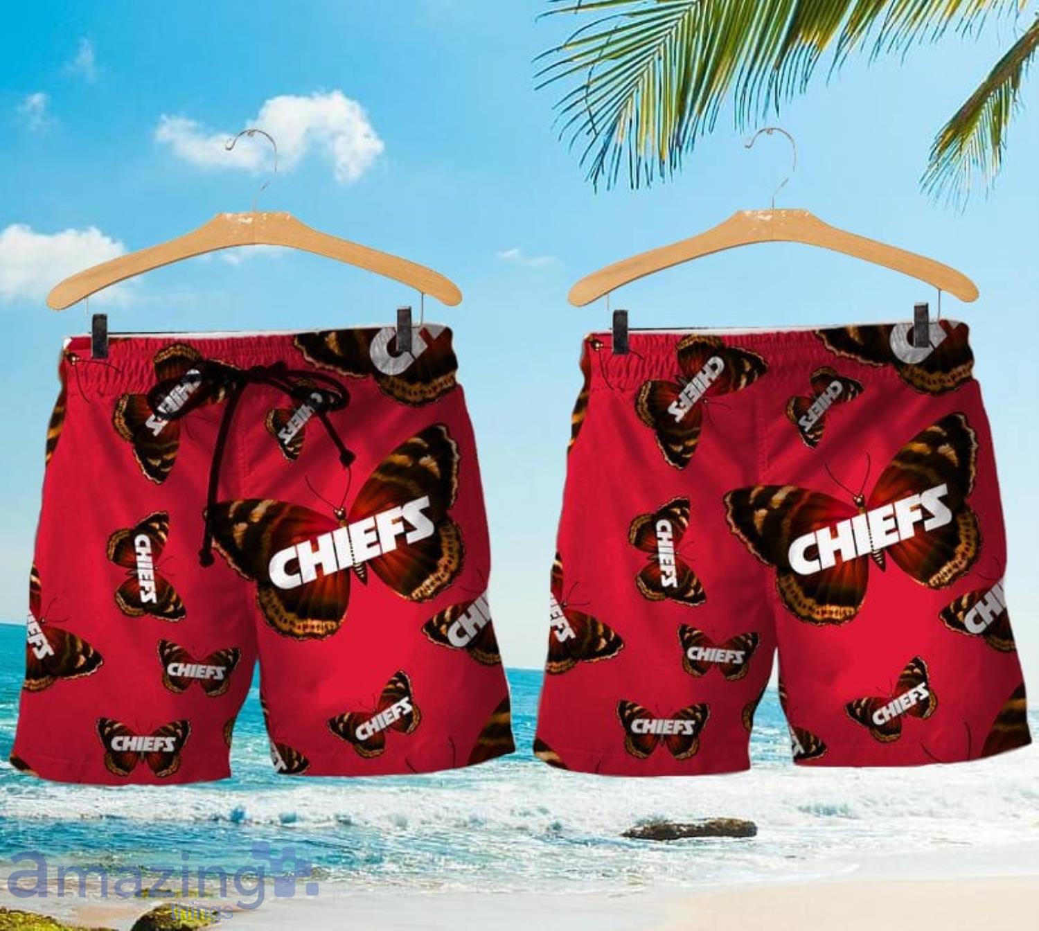 Kansas City Chiefs Butterflies Hawaiian Shirt And Short image Kansas City Chiefs Butterflies Hawaiian Shirt And Short Product Photo 2
