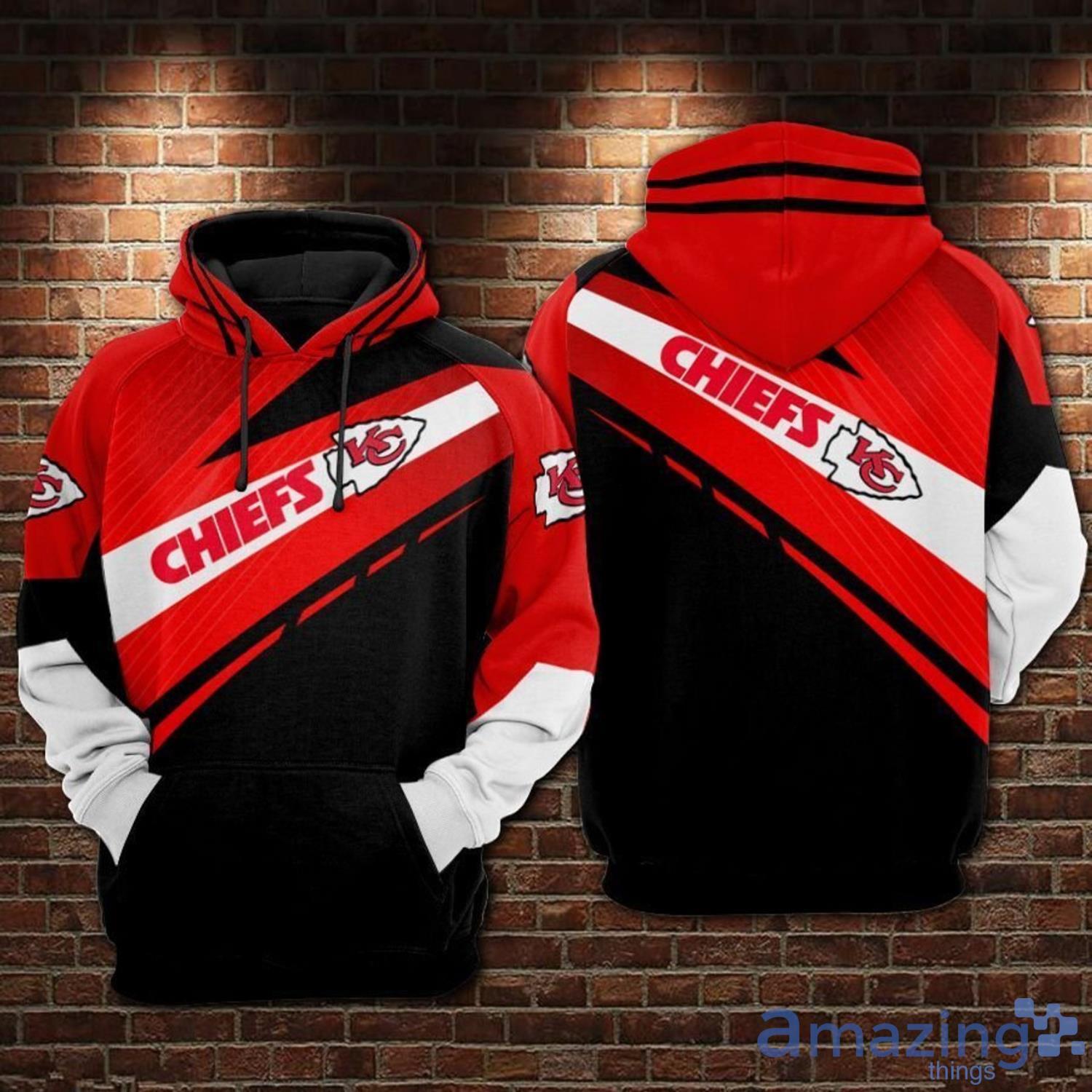 Kansas City Chiefs Red And Black 3d Hoodie