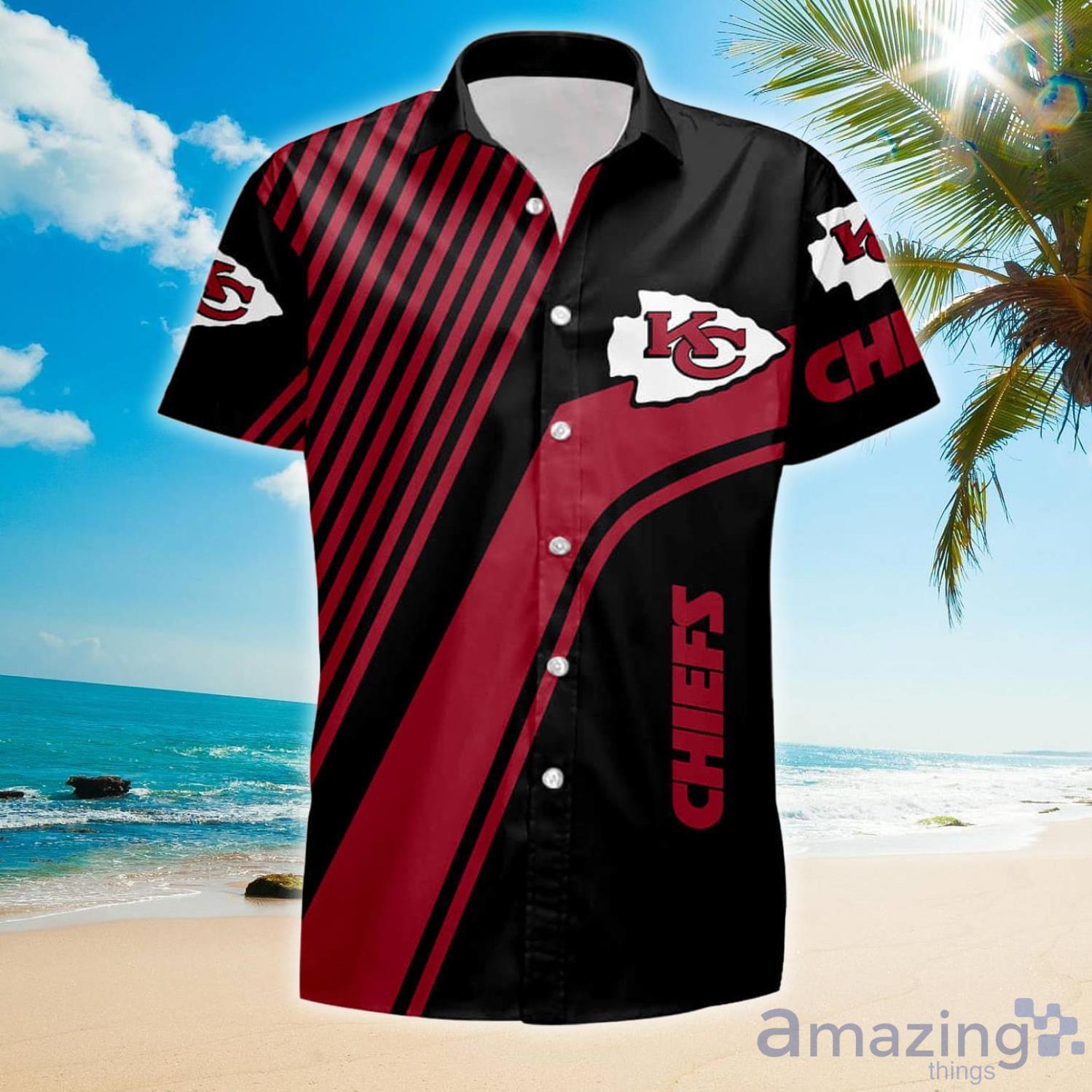 Kansas City Chiefs Red Striped Summer Gift Hawaiian Shirt And Shorts Product Photo 1