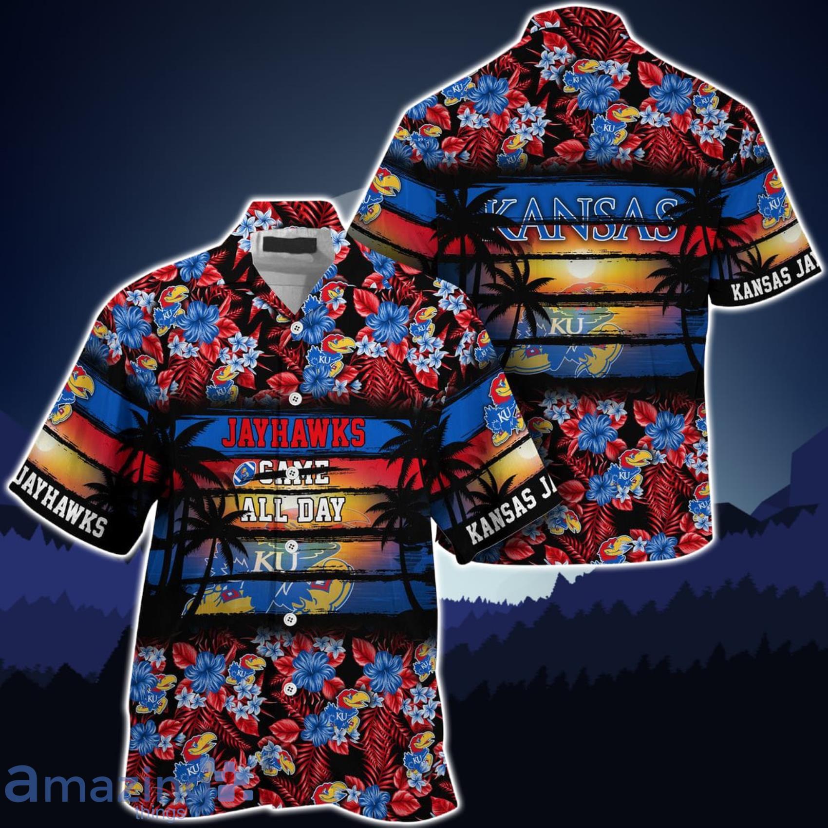 Kansas Jayhawks Came All Day Flower Hawaiian Shirt Product Photo 1
