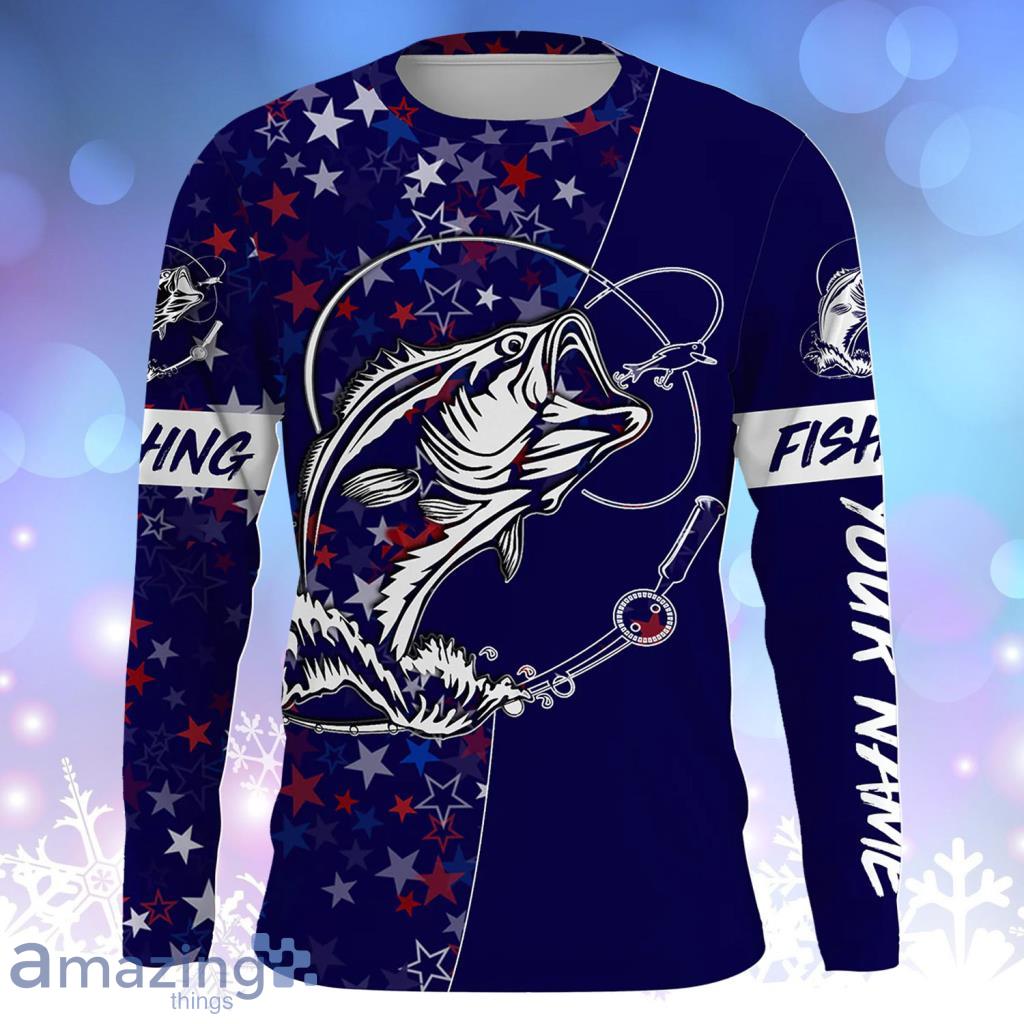 Largemouth Bass Fishing USA Independence Memorial 4th of July Fishing Longsleeve 3D For Men And Women - Largemouth Bass Fishing USA Independence Memorial 4th of July Fishing Longsleeve 3D For Men And Women