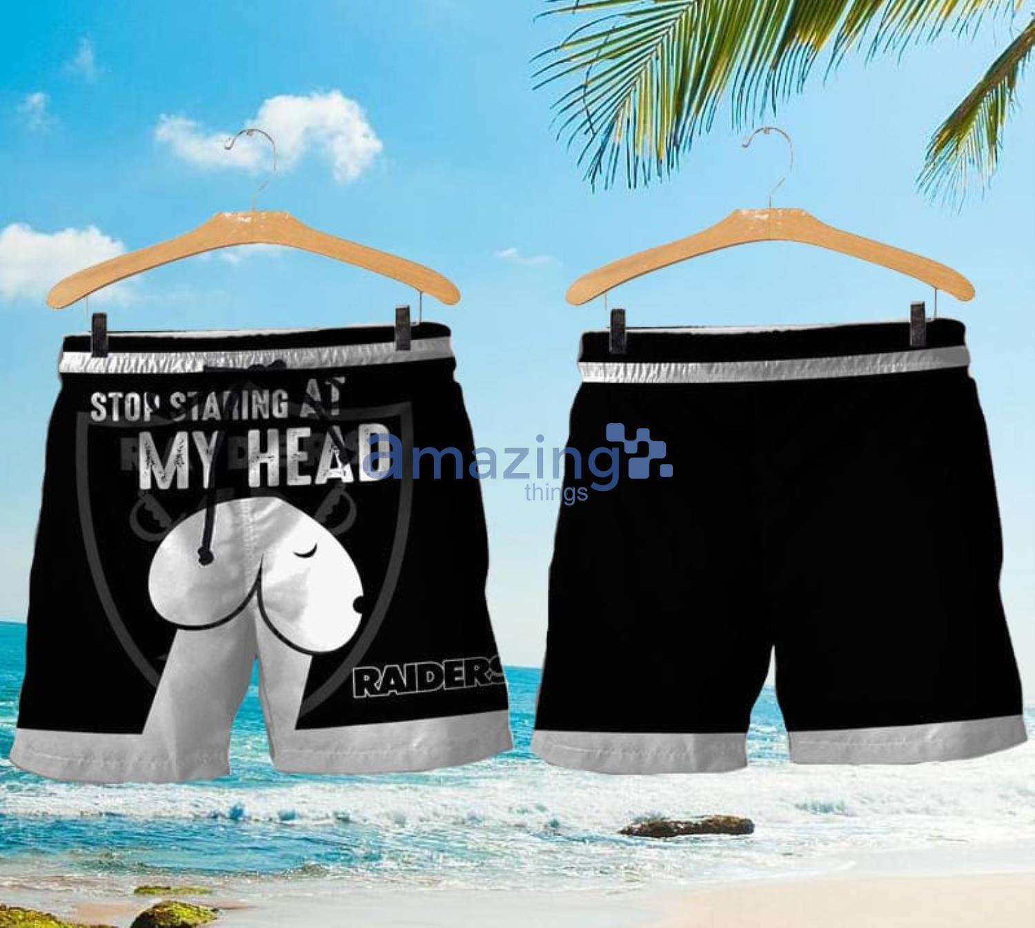 Las Vegas Raiders Stop Staring At My Head Dachshund Head Shorts For Sport Fans Product Photo 1