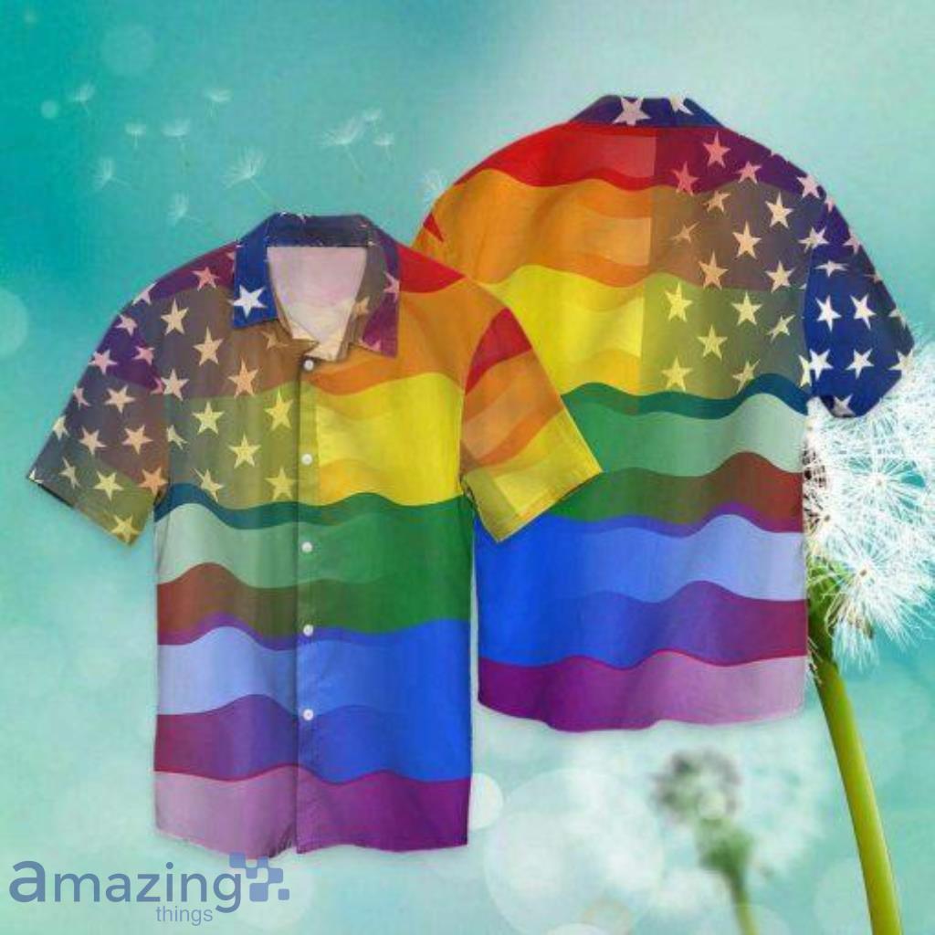 LGBT Flag USA Aloha Hawaiian Shirt For Men And Women - LGBT Flag USA Aloha Hawaiian Shirt For Men And Women