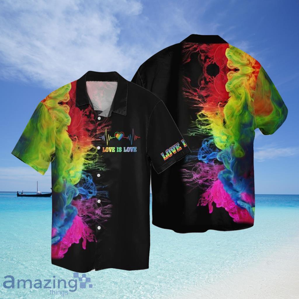 Lgbt Love Is Love Colorful Hawaiian Shirt - Lgbt Love Is Love Colorful Hawaiian Shirt