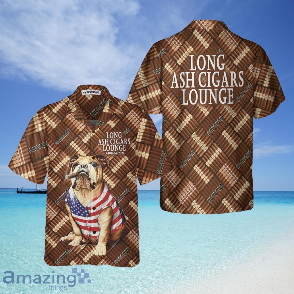 Long Ash Cigars Lounge Cigar And American Bulldog Hawaiian Shirt For Men And Women - Long Ash Cigars Lounge Cigar And American Bulldog Hawaiian Shirt For Men And Women