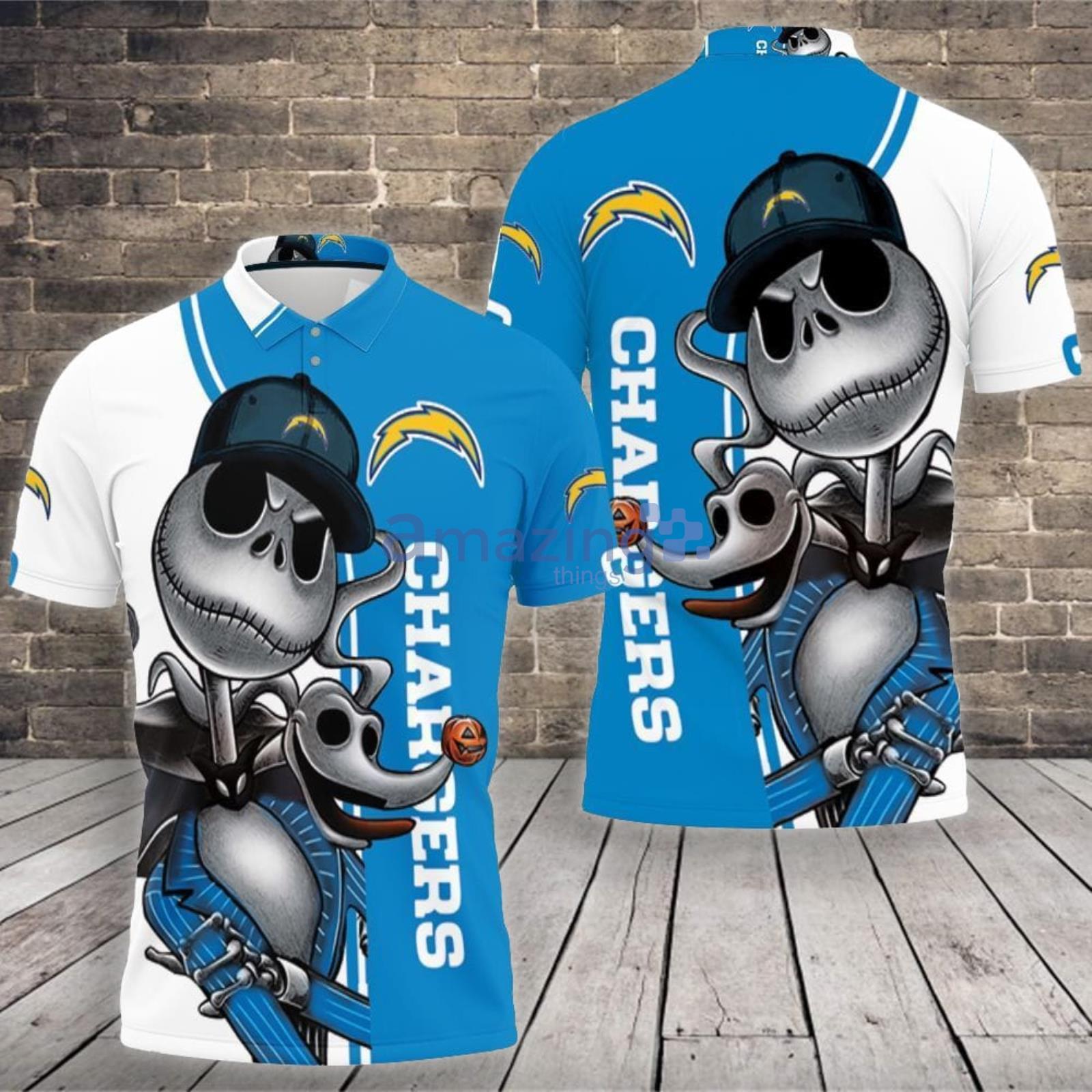 Los Angeles Chargers Jack Skellington And Zero Polo Shirt For Sport Fans