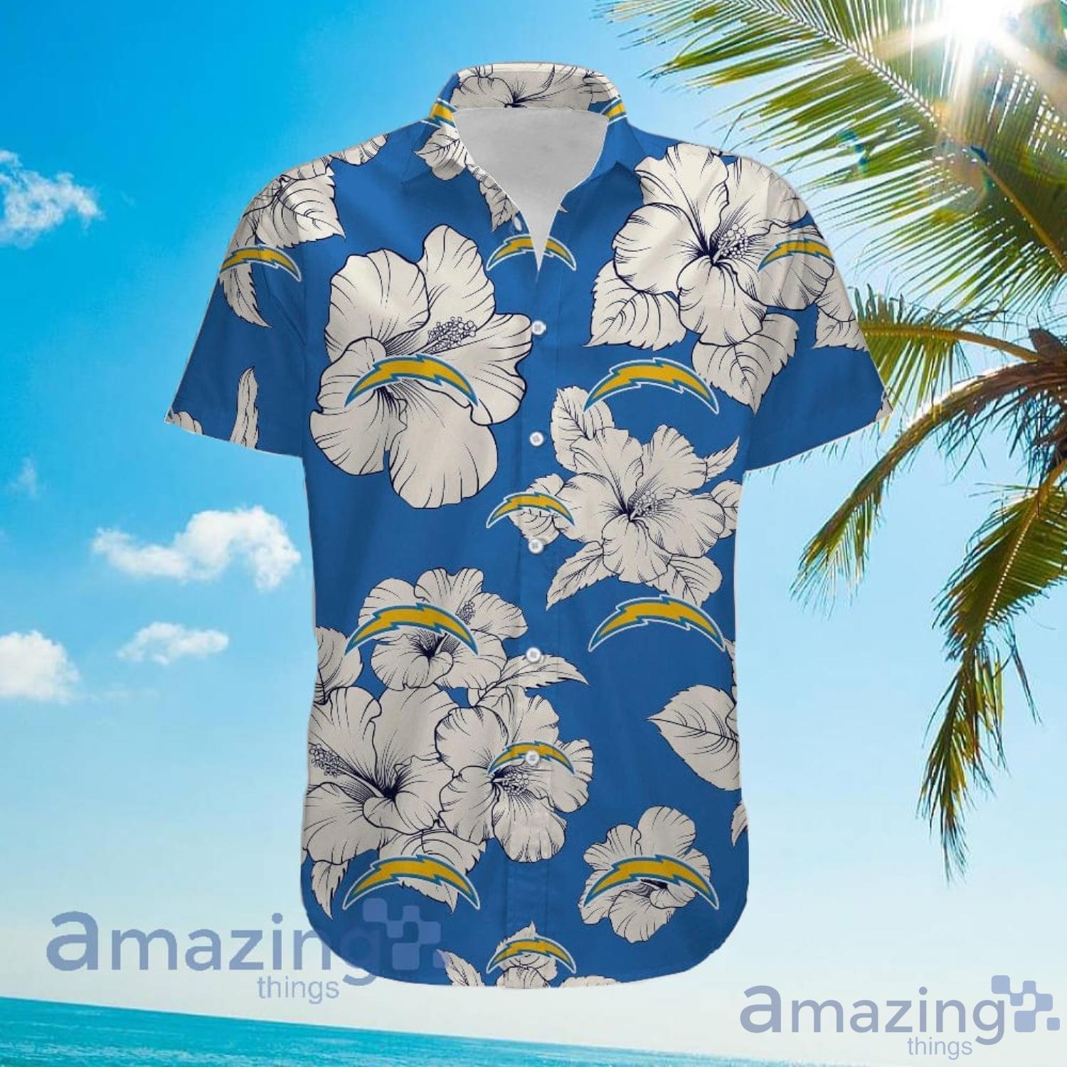 Los Angeles Chargers Tropical Floral Big Flower Pattern Hawaiian Shirt White  Flower