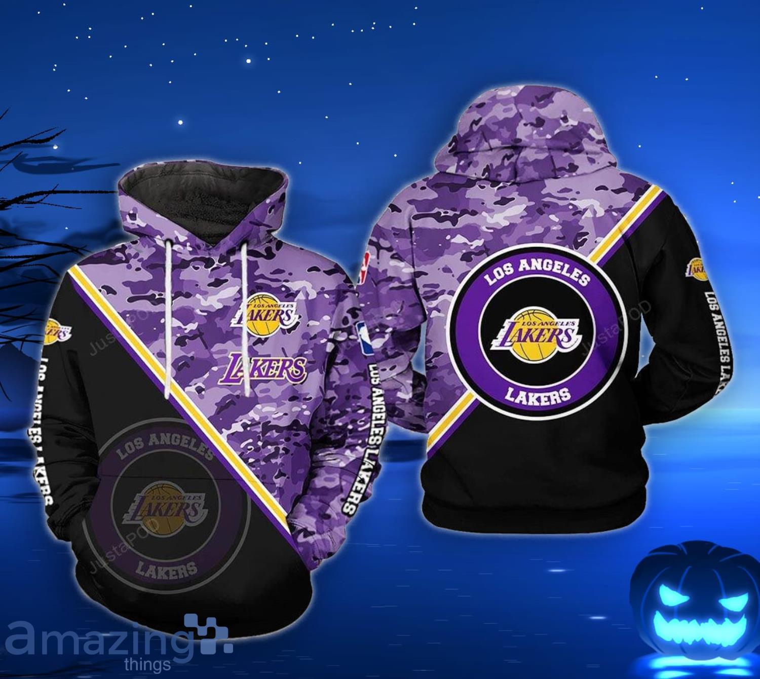 Los Angeles Lakers NBA Men's Hoodie Sweater Black Purple Size Small