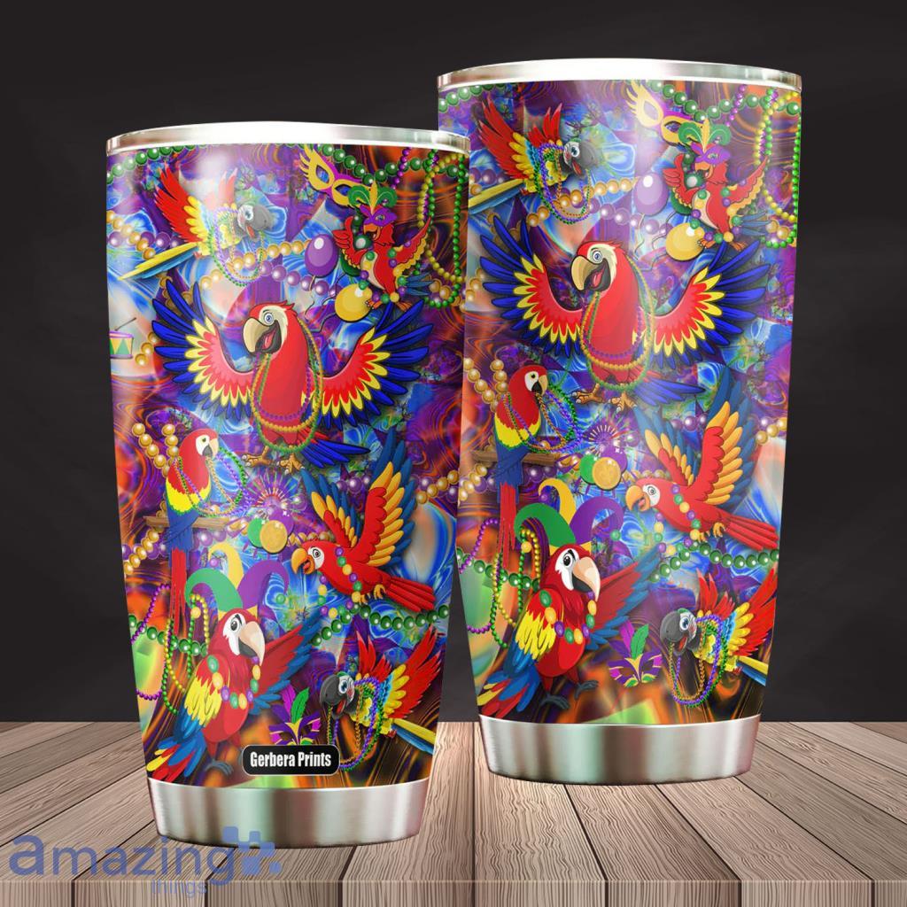 Mardi Gras Parrot Stainless Steel Tumbler - Mardi Gras Parrot Stainless Steel Tumbler