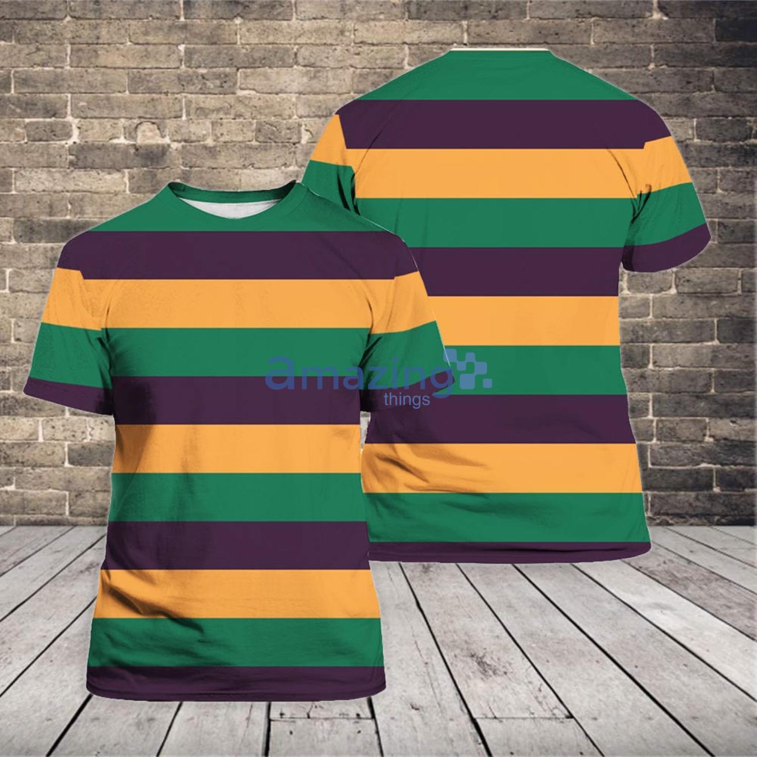 Mardi Gras Striped 3D T-Shirt Product Photo 1