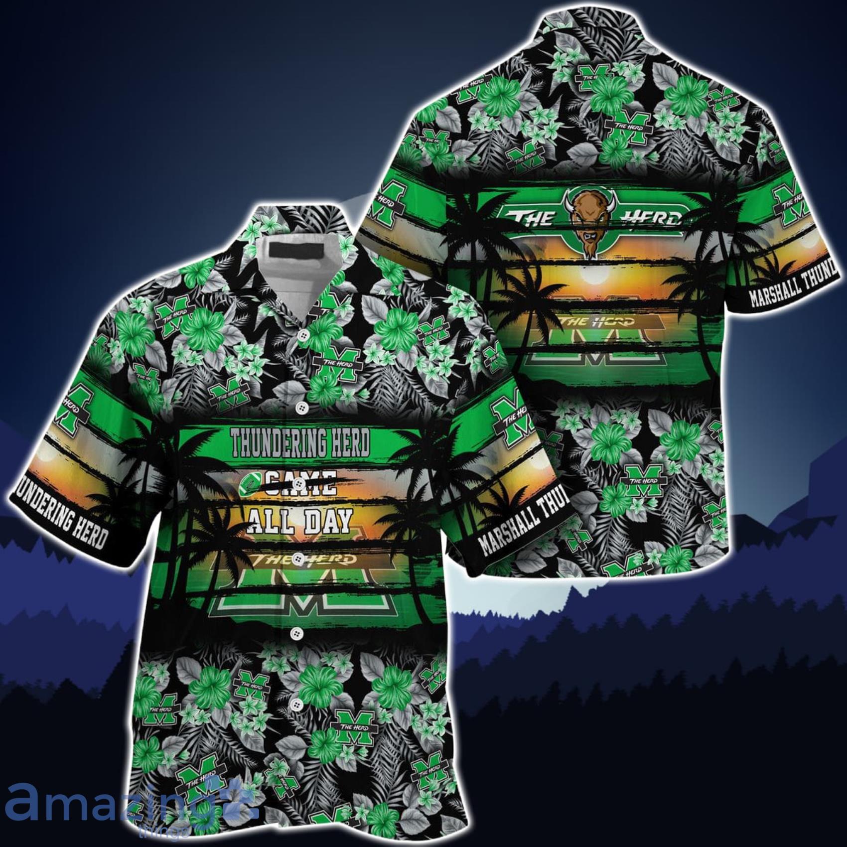 Marshall Thundering Herd Came All Day Flower Hawaiian Shirt Product Photo 1