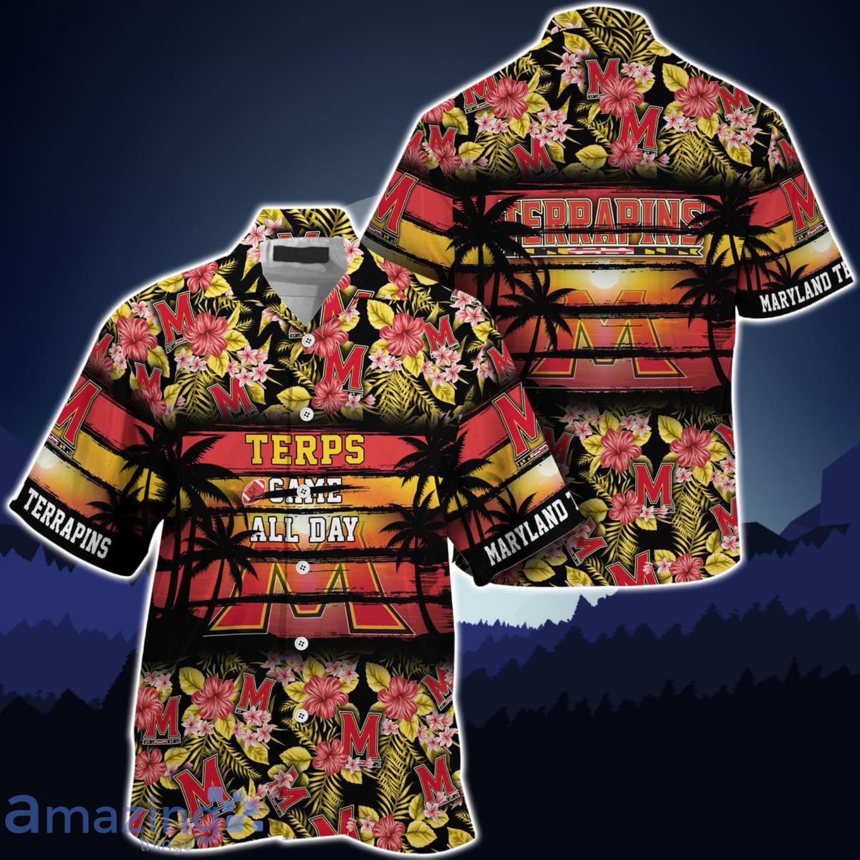 Maryland Terrapins NCAA Flower Hawaiian Shirt Outfit 3D Shirt