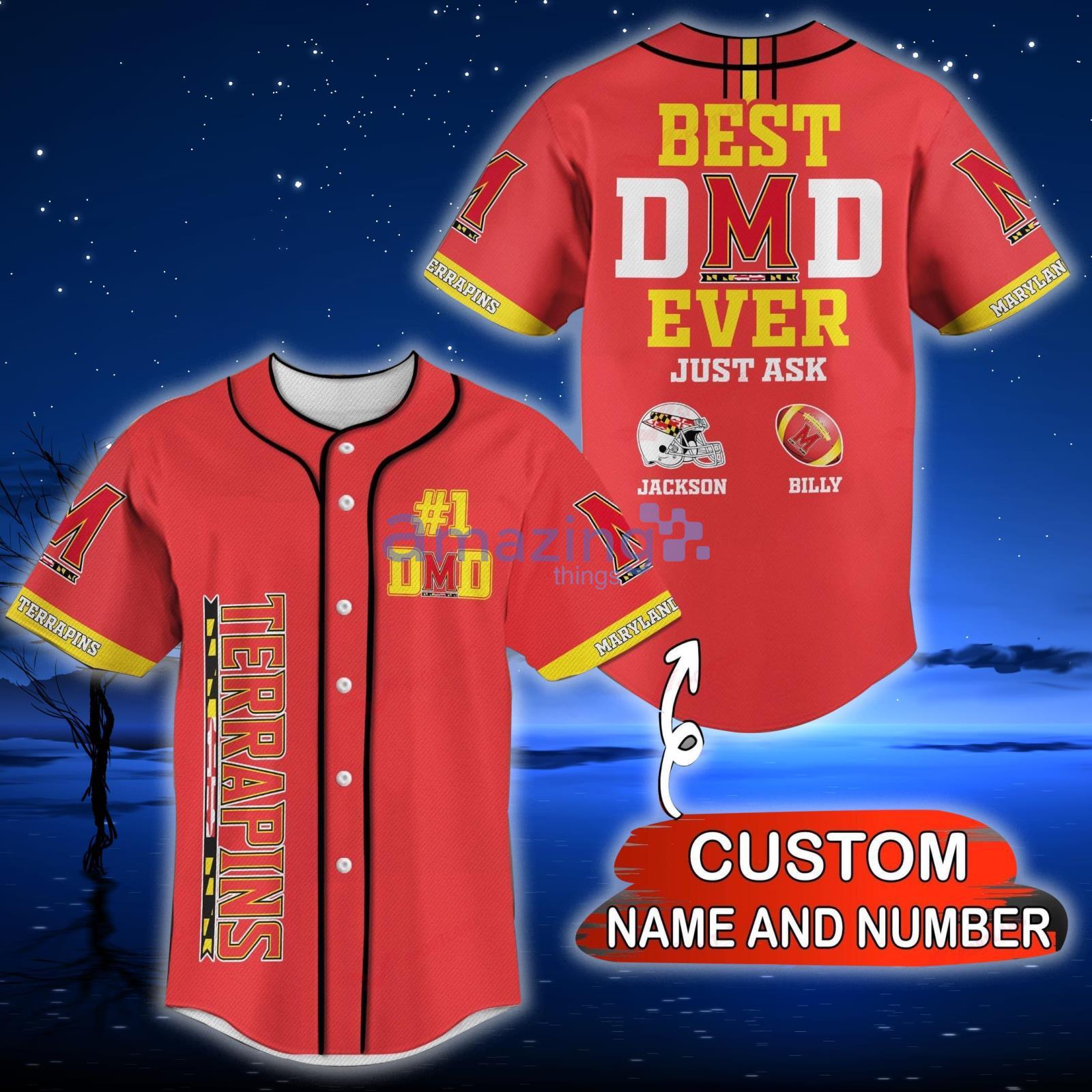 Maryland Terrapins NCAA Custom Name And Number Best Dad Ever Baseball Jersey Shirt Product Photo 1