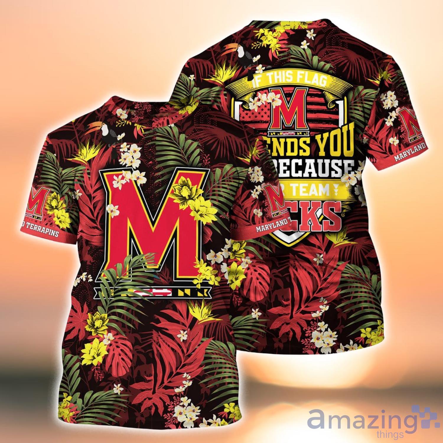 Maryland Terrapins NCAA Us Flag Flower Hawaiian Shirt And 3D Shirt, Maryland  Terrapins Football Fathers Day Gifts - T-shirts Low Price