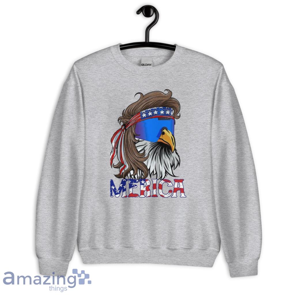 Merica Mullet Eagle American Flag 4th of July Shirt image Merica Mullet Eagle American Flag 4th of July Shirt - Unisex Heavy Blend Crewneck Sweatshirt