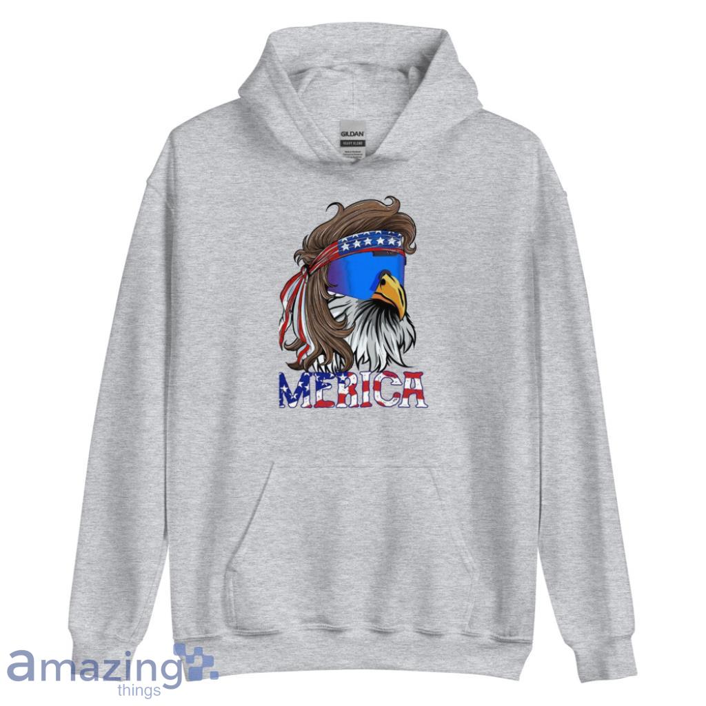 Merica Mullet Eagle American Flag 4th of July Shirt image Merica Mullet Eagle American Flag 4th of July Shirt - Unisex Heavy Blend Hooded Sweatshirt
