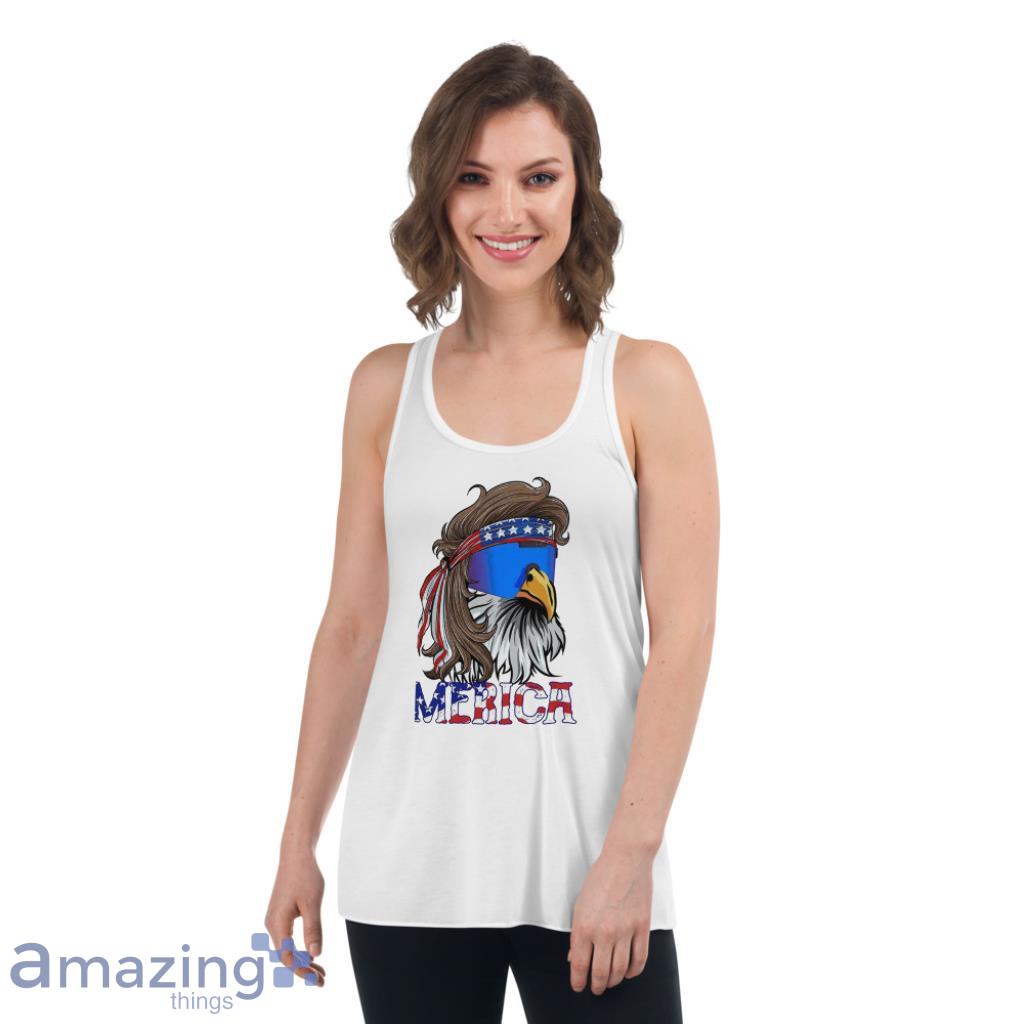 Merica Mullet Eagle American Flag 4th of July Shirt image Merica Mullet Eagle American Flag 4th of July Shirt - Womens Flowy Racerback Tank