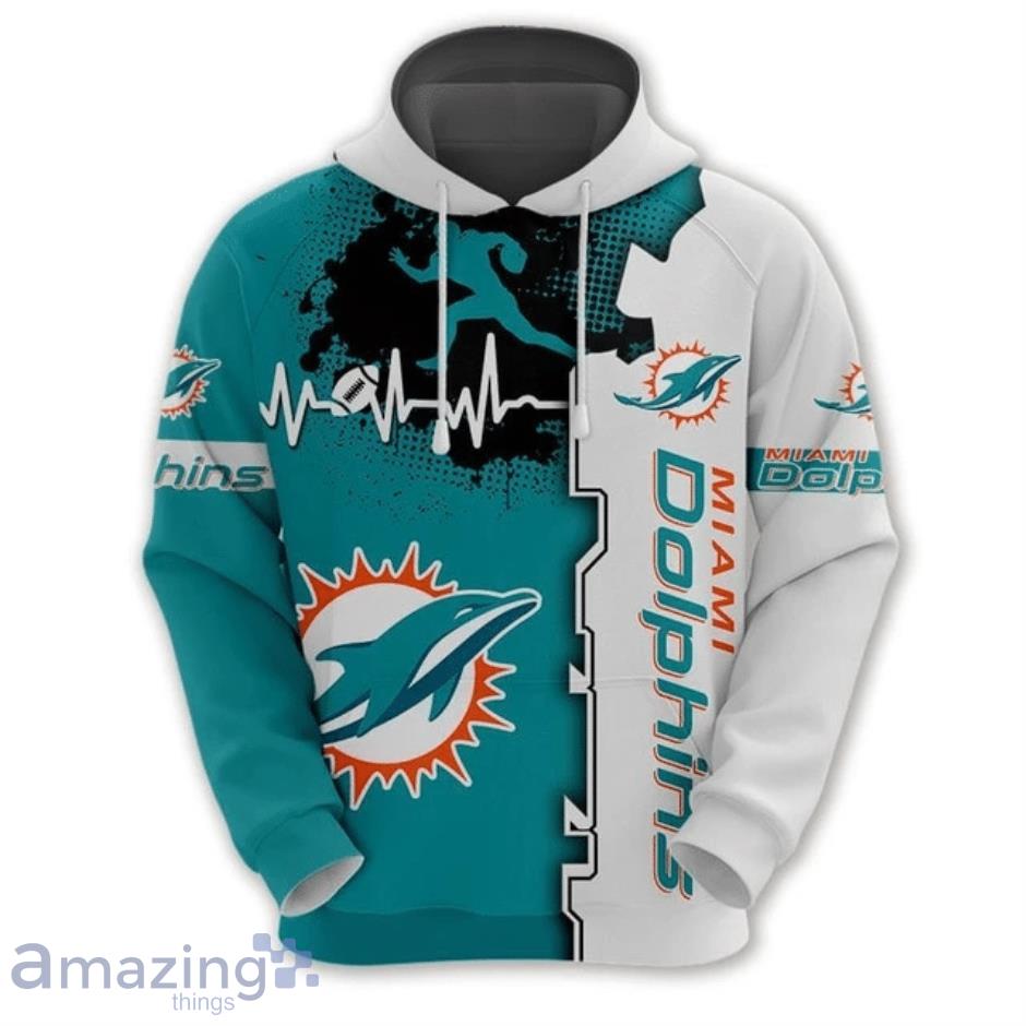 Miami Dolphins Print Pocket Pullover All Over Print 3D Hoodie - Robokeg