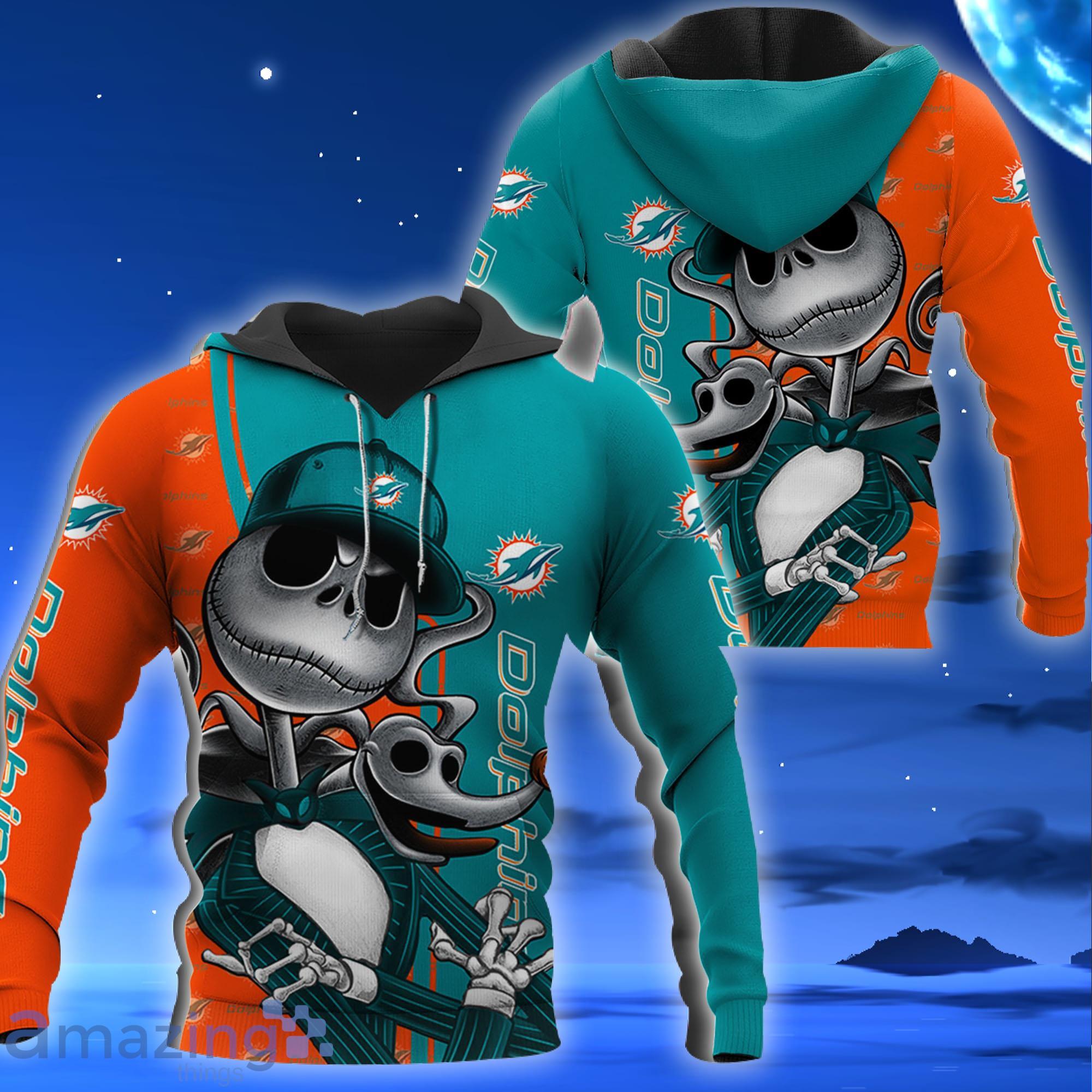 Miami Dolphins Jack Skellington All Over Printed 3D Shirt Halloween Gift For Fans Product Photo 1