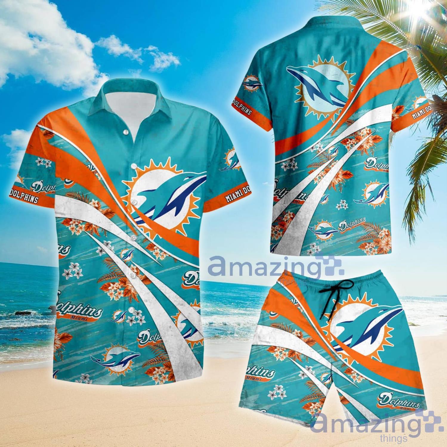 Miami Dolphins Logo Hawaiian Shirt And Short Set Gift Men Women -  Freedomdesign