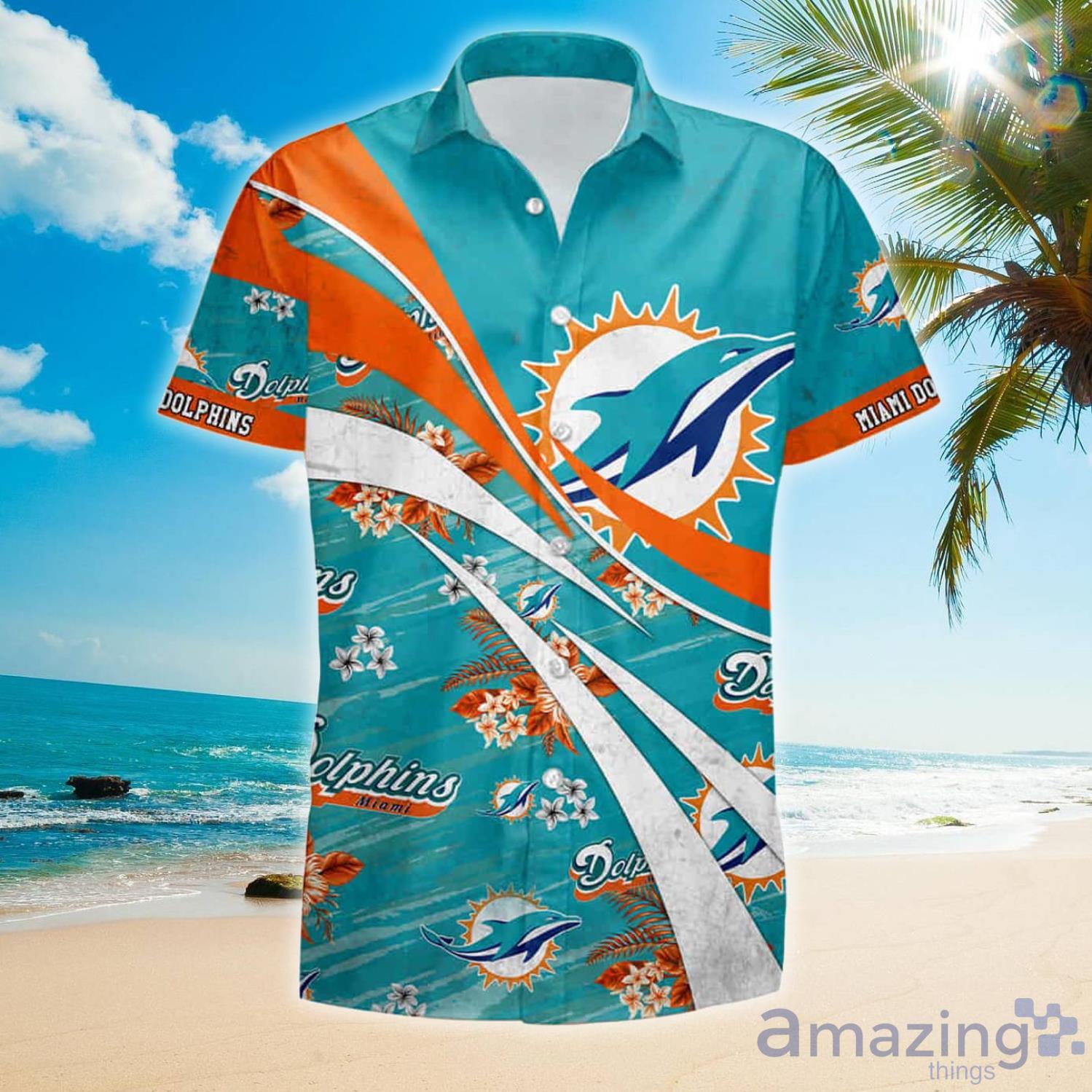 Miami Dolphins Logo Hawaiian Shirt And Short Set Gift Men Women -  Freedomdesign