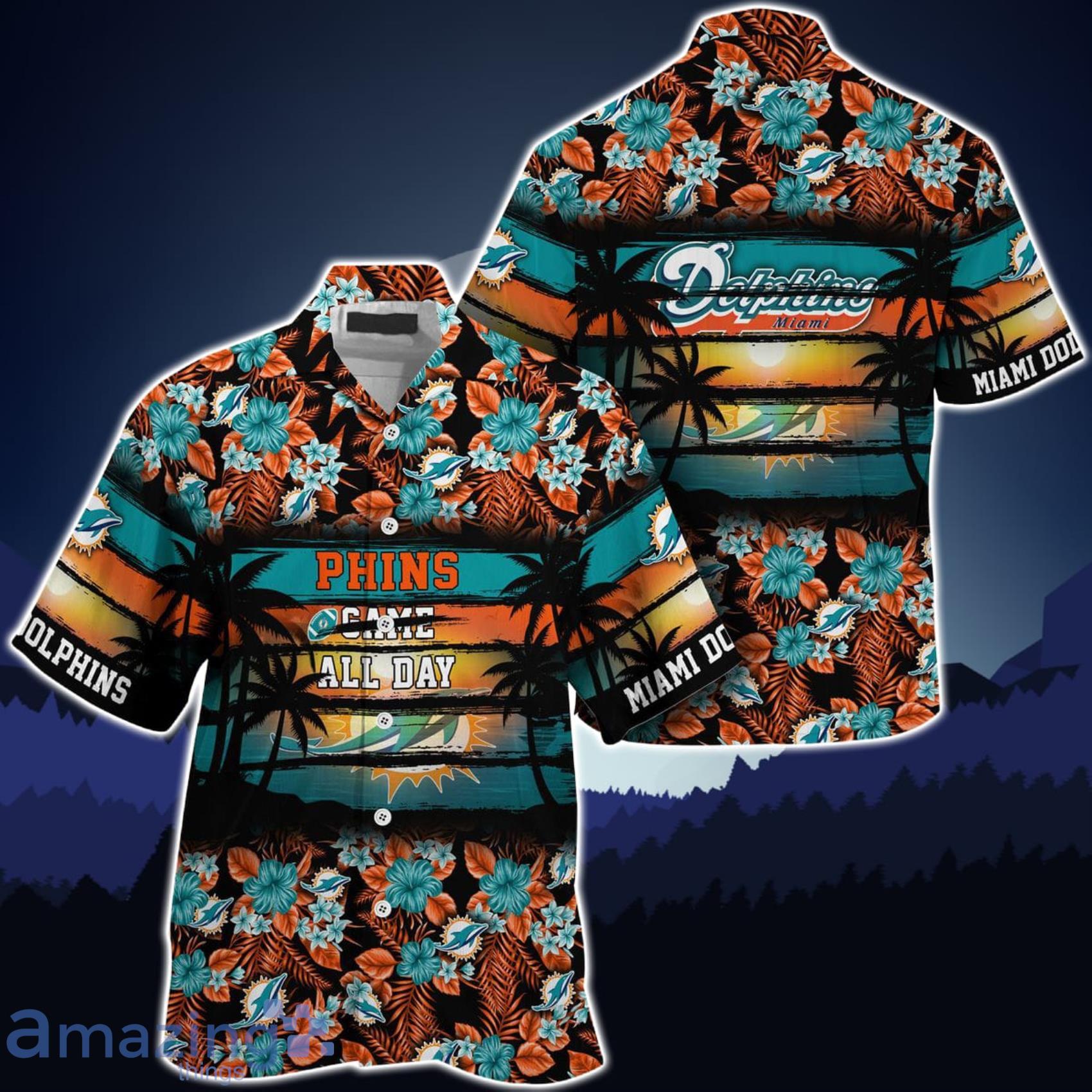 Miami Dolphins NFL Mens Thematic Stadium Print Hawaiian Shirt