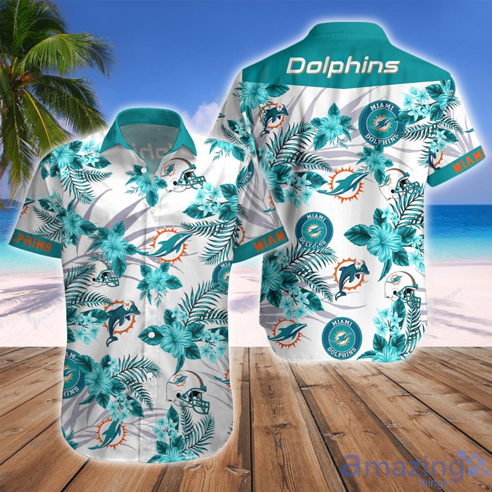 Miami Dolphins Tropical Flower Hawaiian Shirt For Fan Product Photo 1