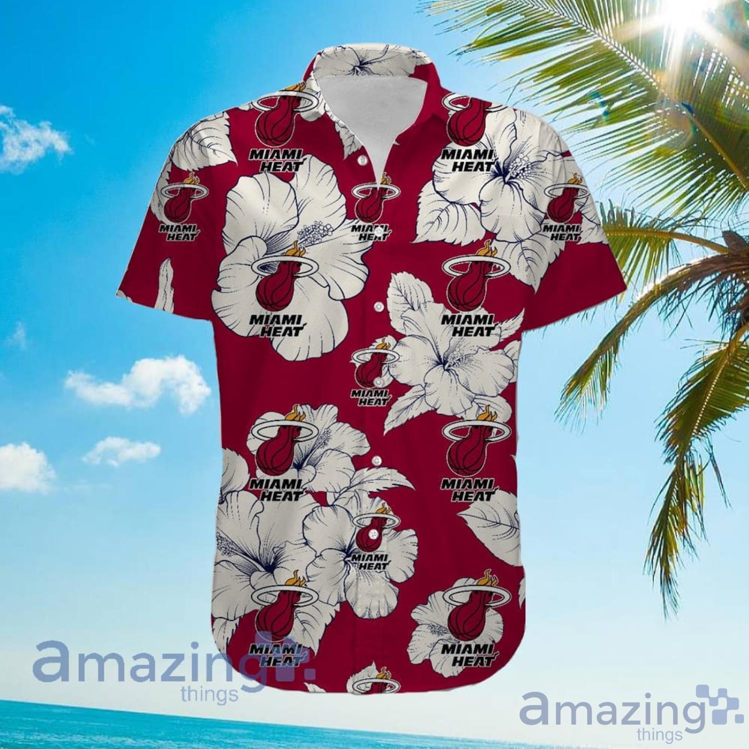 Miami Heat Tropical Floral Big Flower Pattern Hawaiian Shirt Product Photo 1