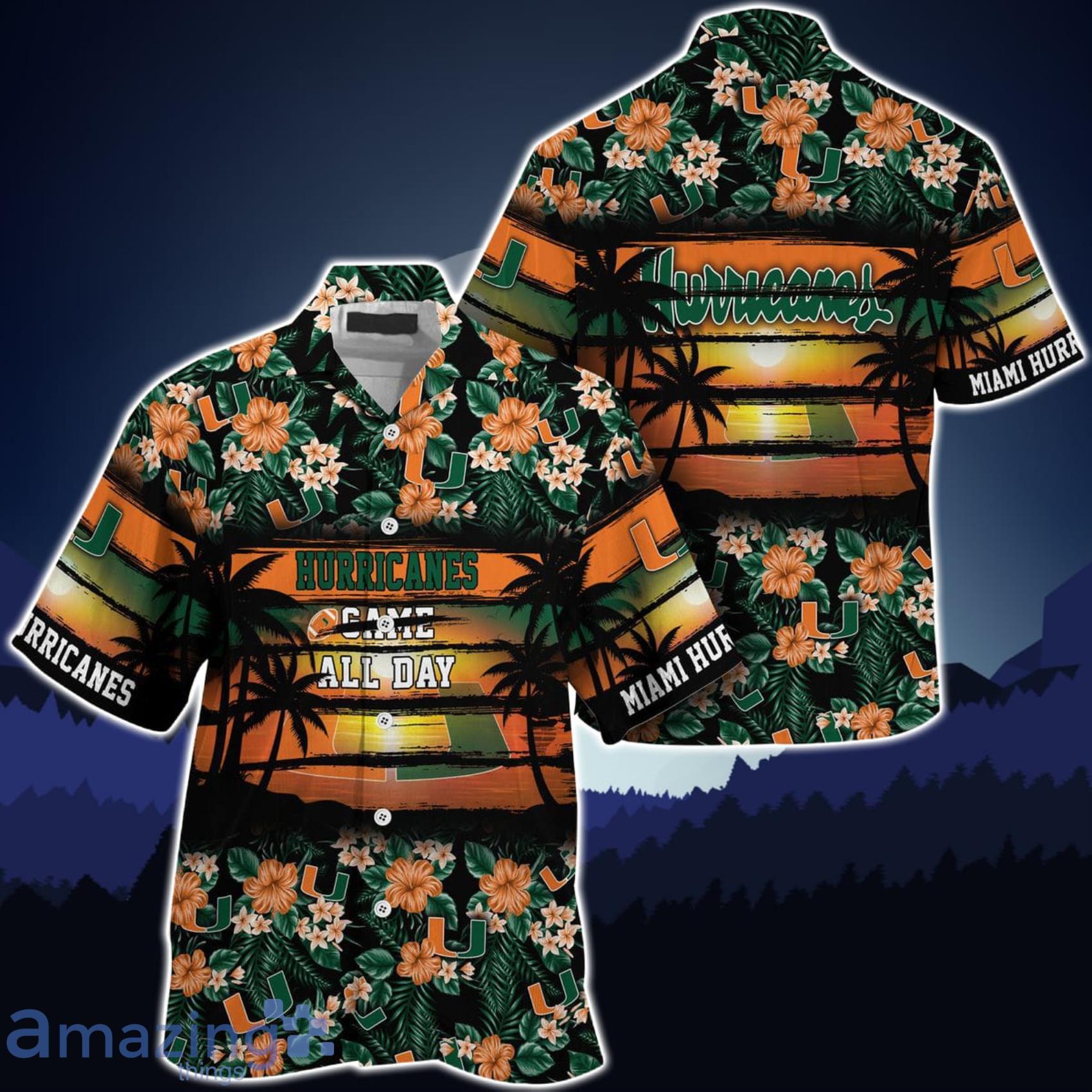 Miami Hurricanes Came All Day Flower Hawaiian Shirt Product Photo 1