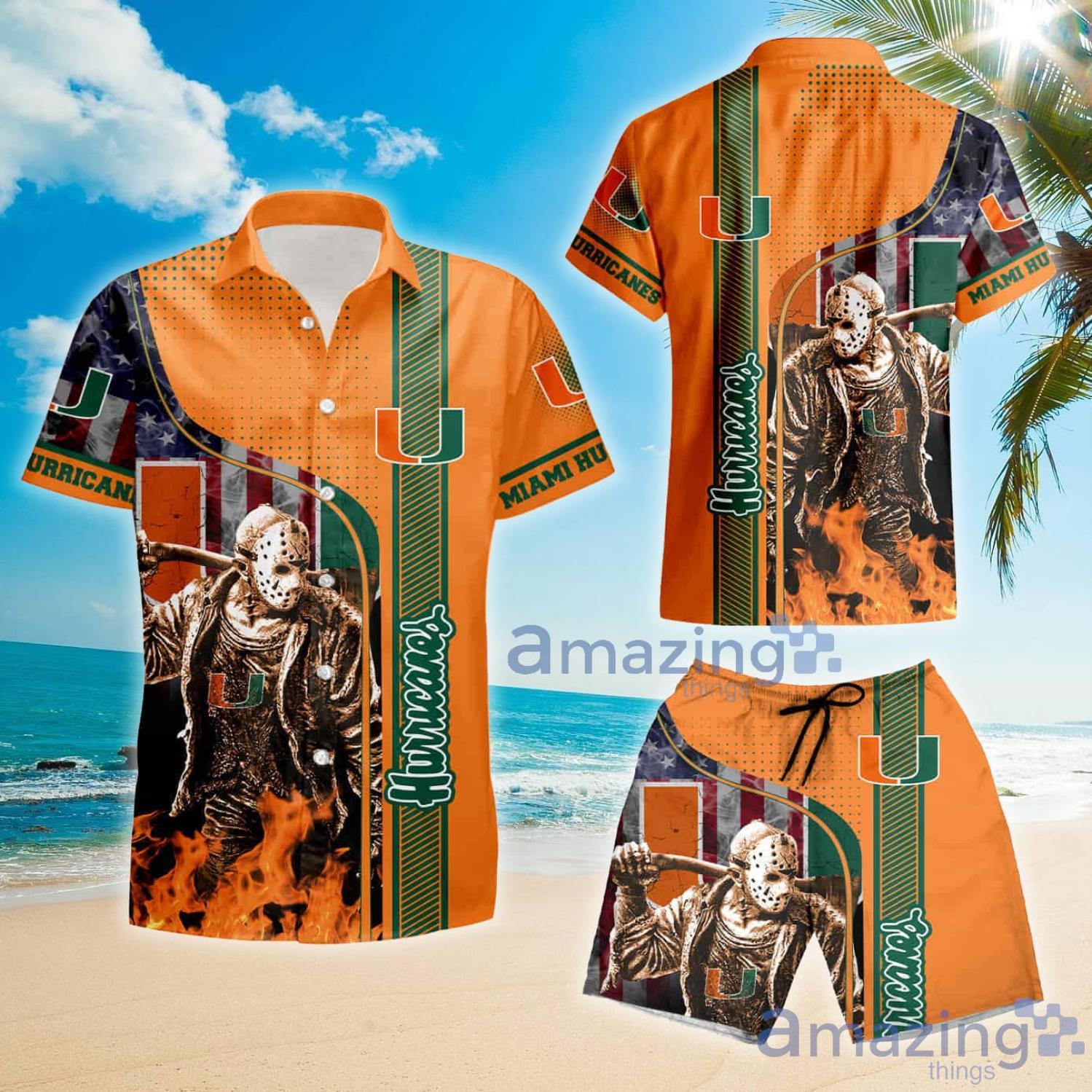 Miami Hurricanes Ncaa Halloween Summer Gift Hawaiian Shirt And Shorts image Miami Hurricanes Ncaa Halloween Summer Gift Hawaiian Shirt And Shorts Product Photo 2