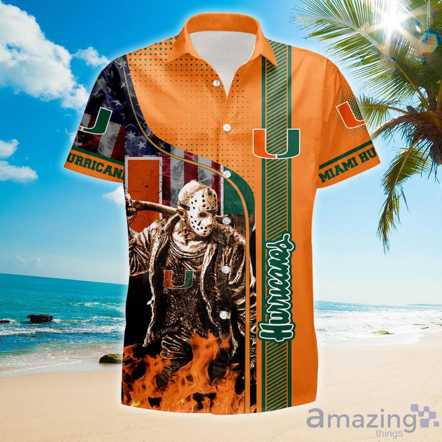 Miami Hurricanes Ncaa Halloween Summer Gift Hawaiian Shirt And Shorts Product Photo 1