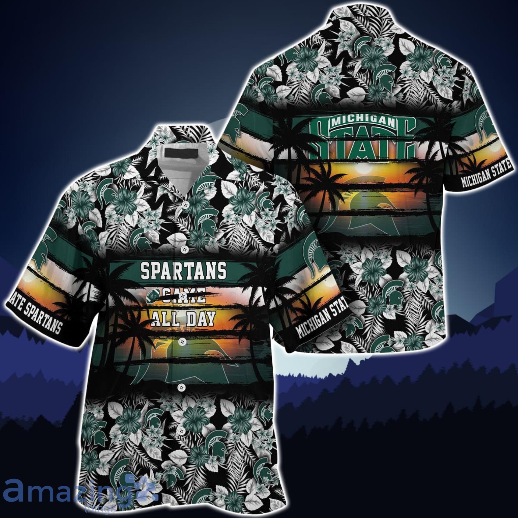 Michigan State Spartans New Trends Custom Name And Number Christmas  Hawaiian Shirt - Freedomdesign