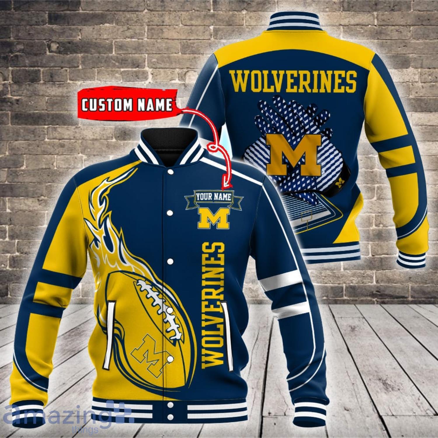 Michigan Wolverines NCAA Custom Name Baseball Jacket For Fans Product Photo 1