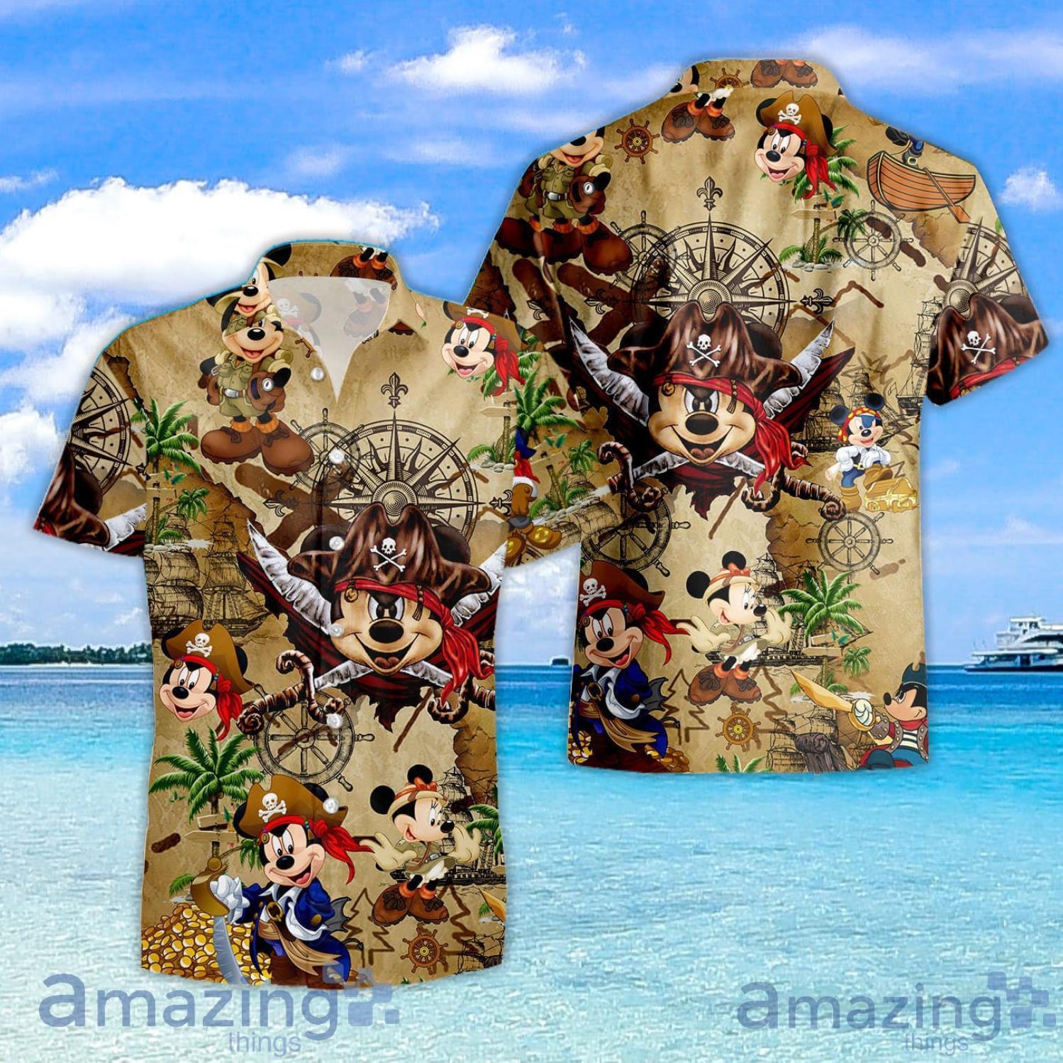 Mickey Mouse Pirate Hawaiian Shirt Treasure Map Hawaiian Shirt Pirates  Mickey Mouse Hawaiian Shirt