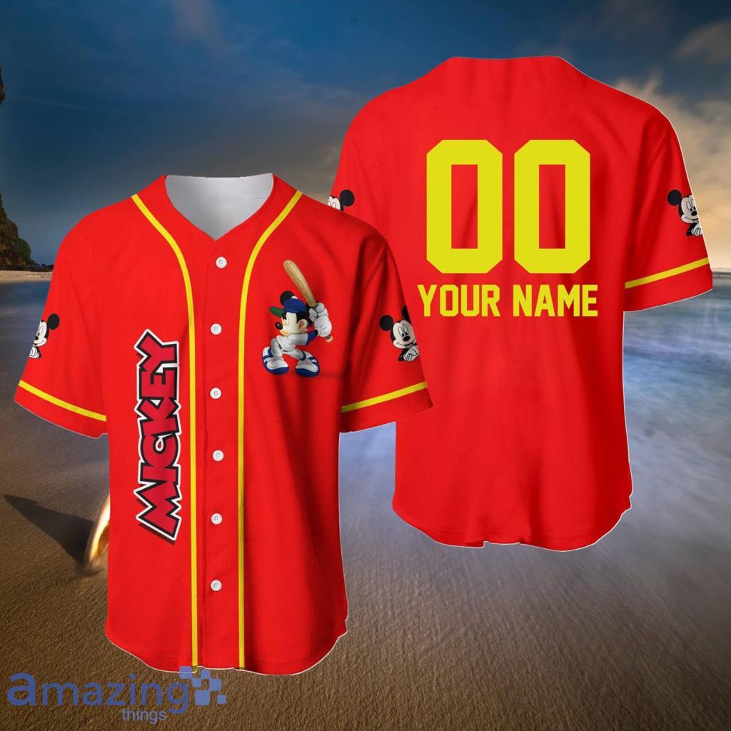 Mickey Red 3D Custom Name And Number Baseball Jersey