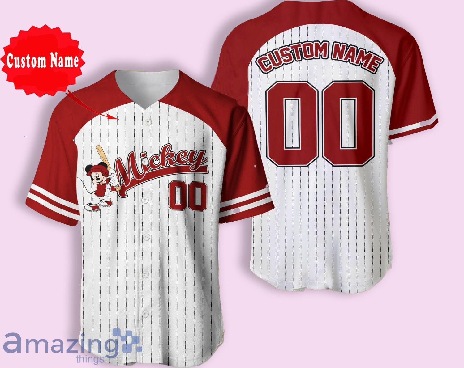 Mickey Mouse Red White Baseball Jersey