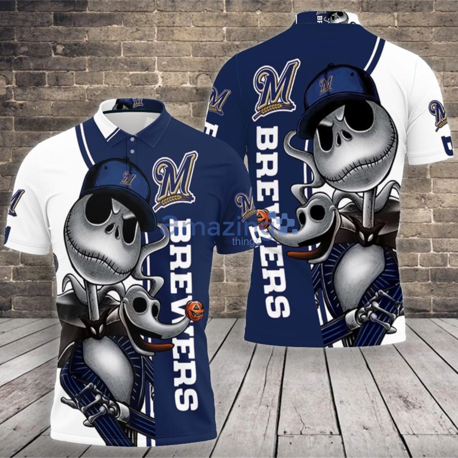Milwaukee Brewers Jack Skellington And Zero Polo Shirt For Sport Fans