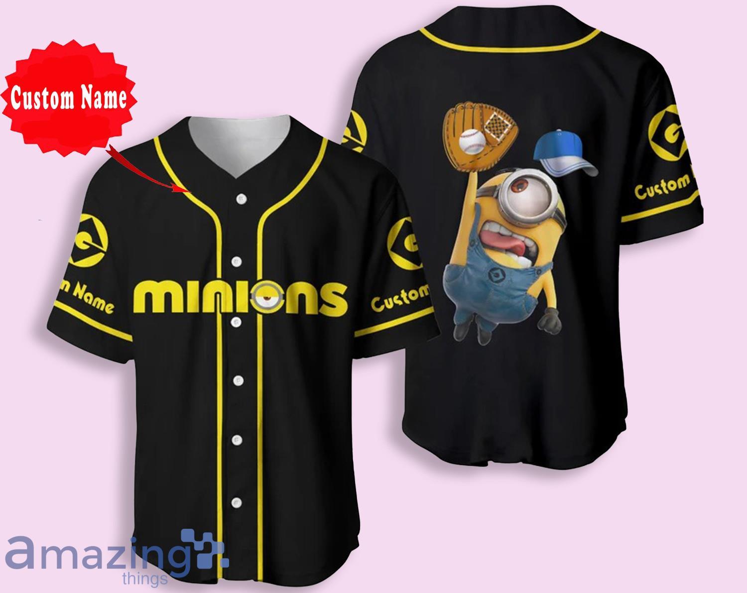 Minions Black Yellow Blue Cartoon Baseball Jersey Product Photo 1