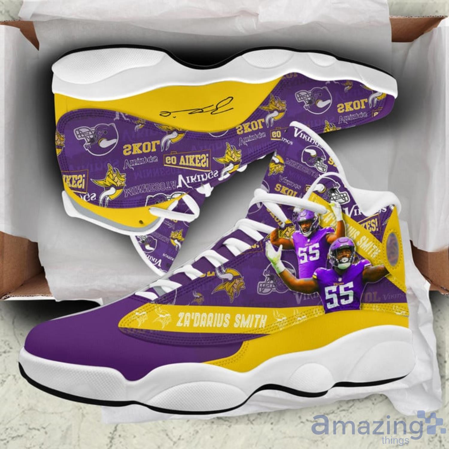 Minnesota Vikings Fans Custom Name Air Jordan 13 Sneaker Shoes