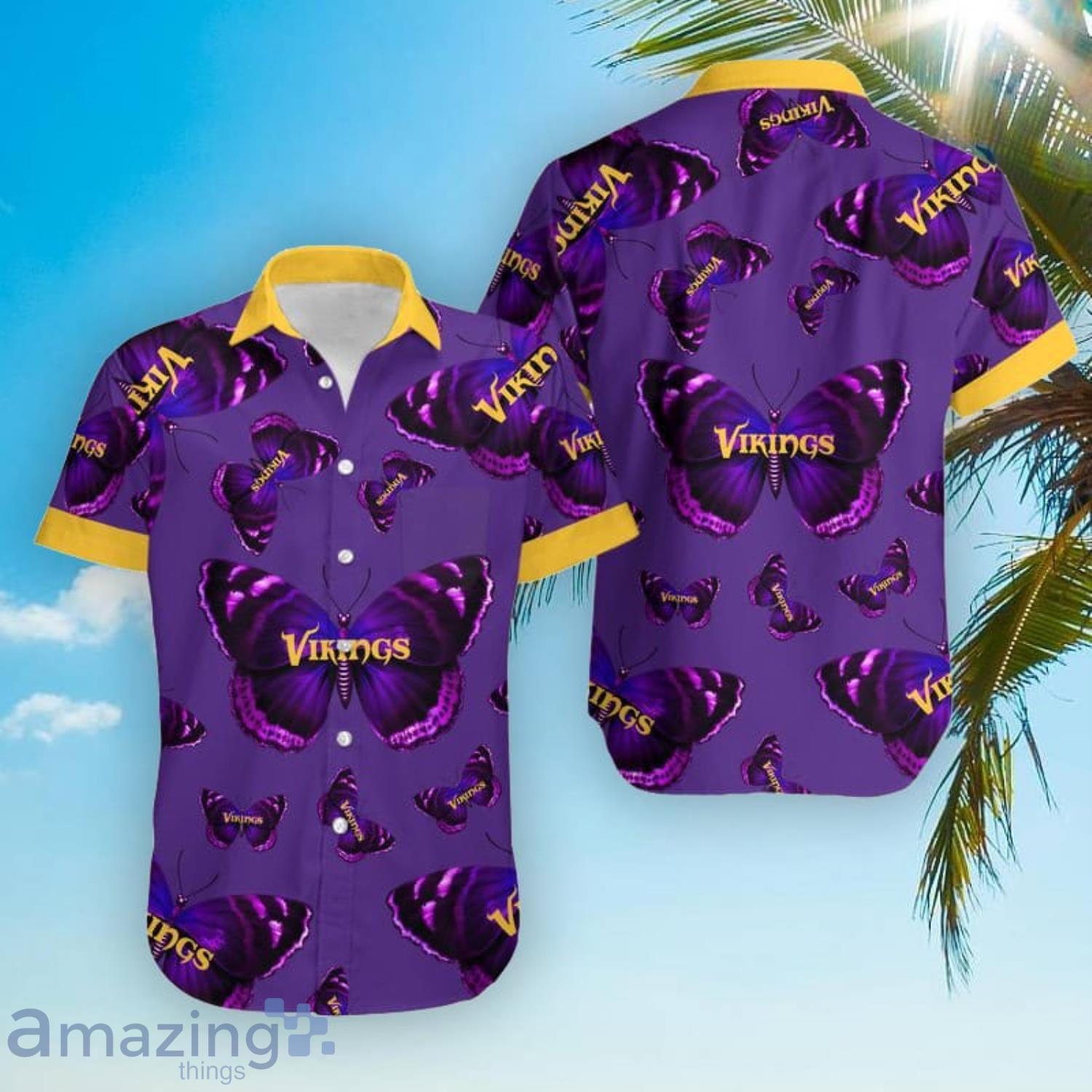 Minnesota Vikings Butterflies Hawaiian Shirt And Short Product Photo 1