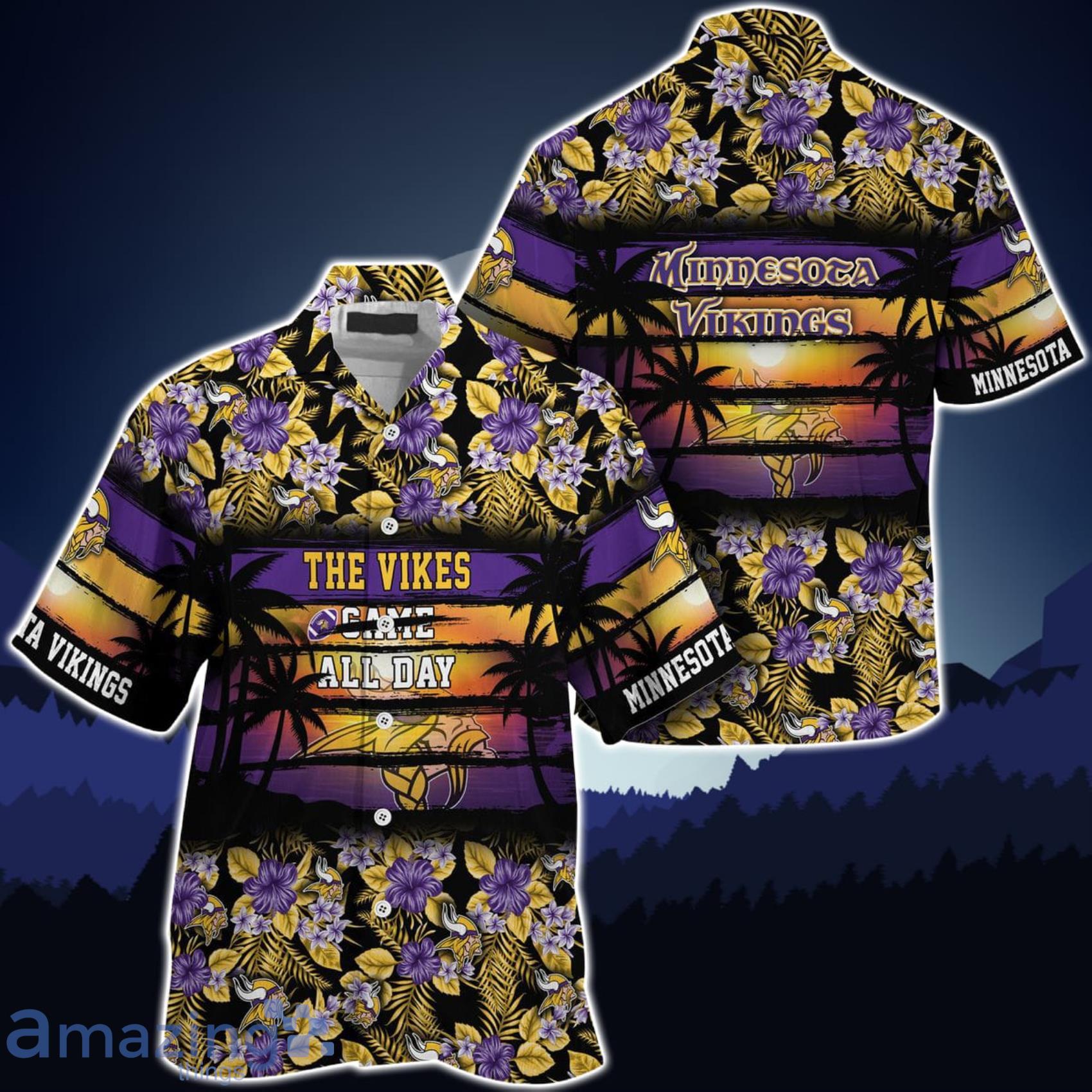 Minnesota Vikings NFL Flower All Over Printed Unisex Hawaiian