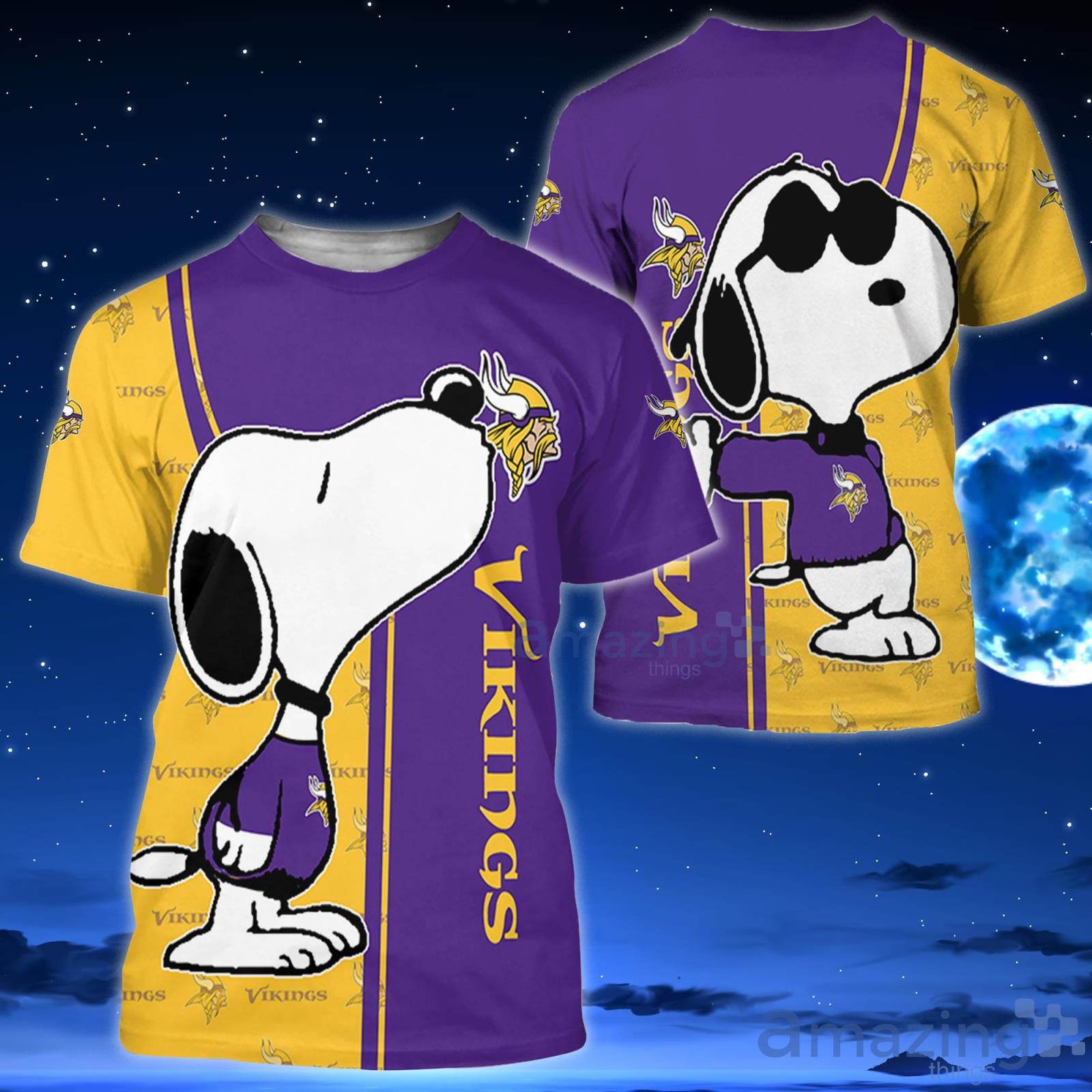 Minnesota Vikings Snoopy All Over Printed 3D T-Shirt Hoodie Sweatshirt  Bomber For Sport Fans