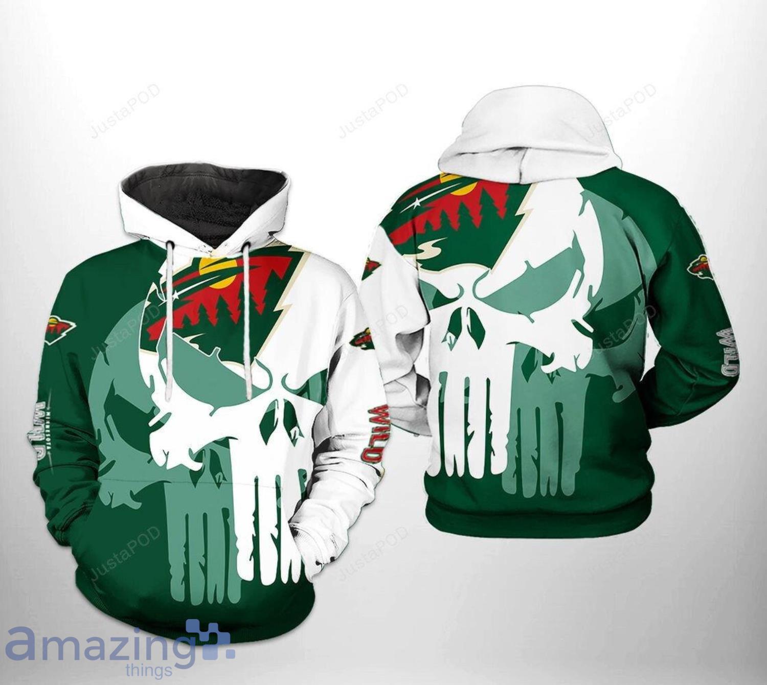 Minnesota Wild Skull All Over Printed 3D Hoodie Product Photo 1