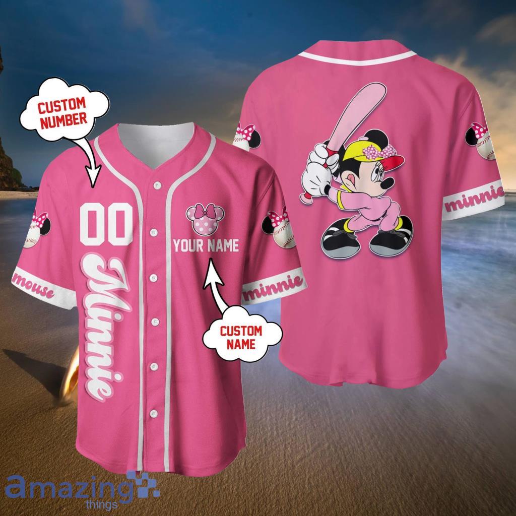 Minnie Mouse White Pink Disney Cartoon Outfits Custom Baseball